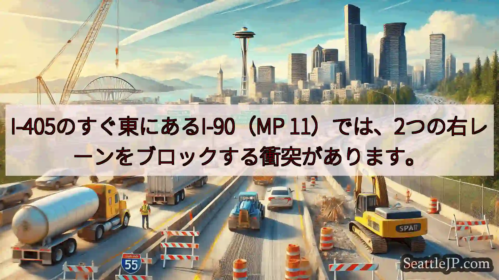 シアトル交通ニュース I-405のすぐ東にあるI-90（MP