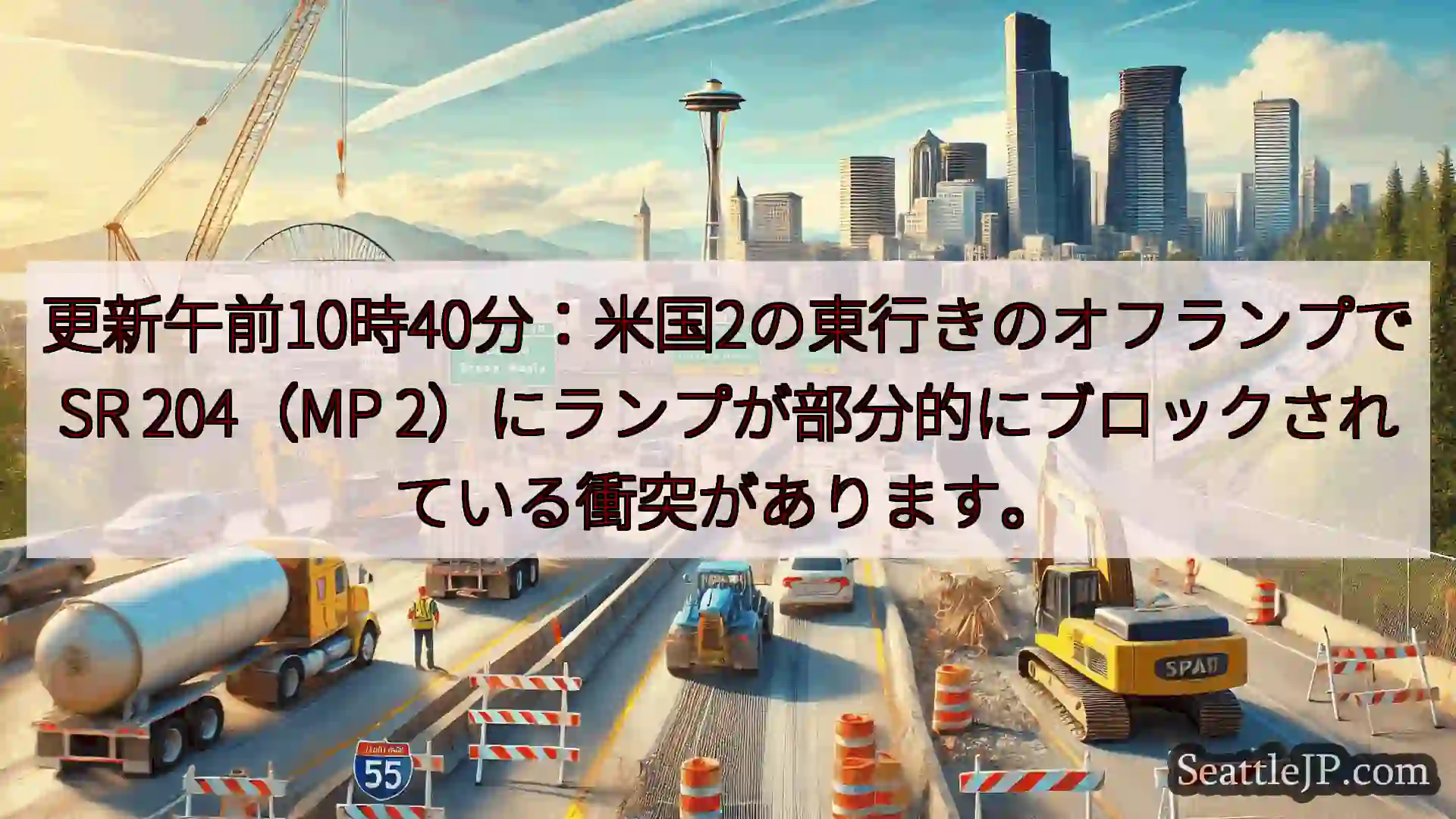 シアトル交通ニュース 更新午前10時40分：米国2の東行きのオフランプでSR 204（MP
