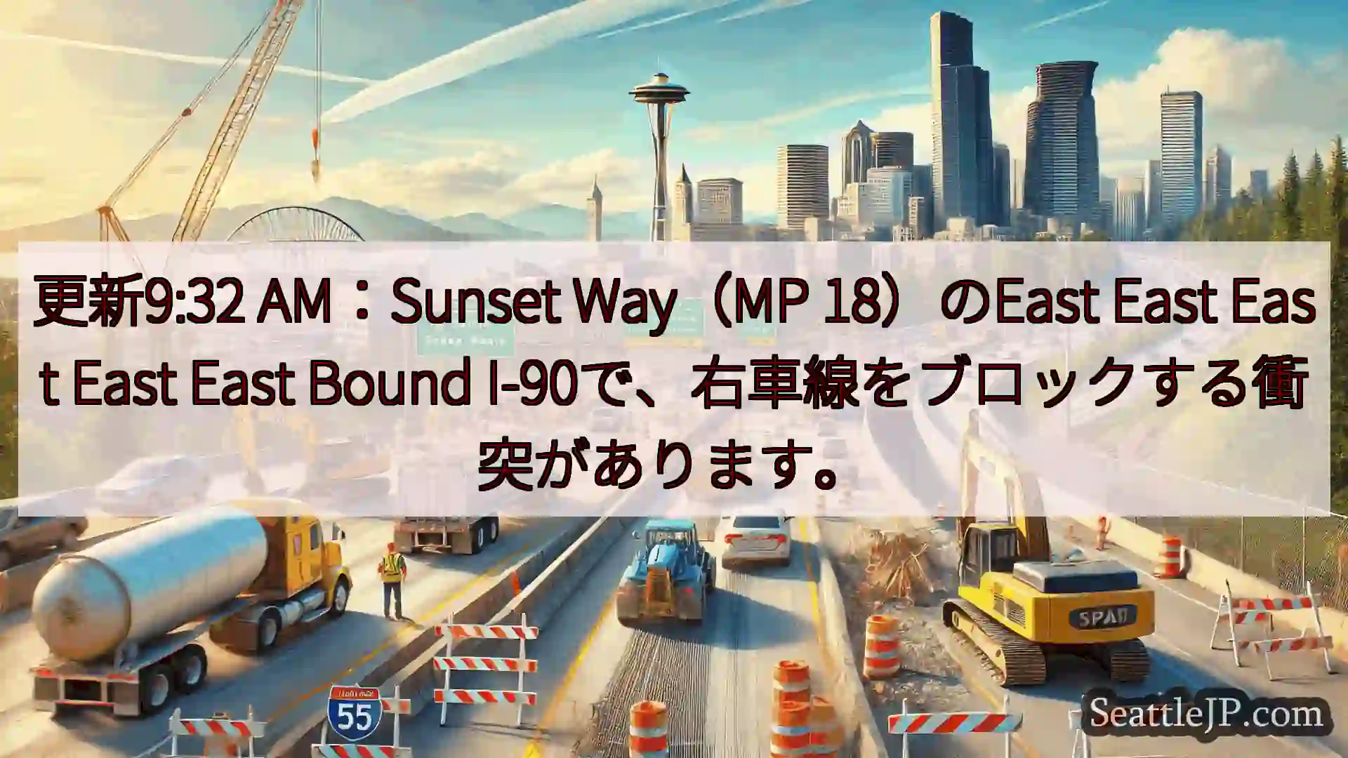 シアトル交通ニュース 更新9:32 AM：Sunset Way（MP 18）のEast