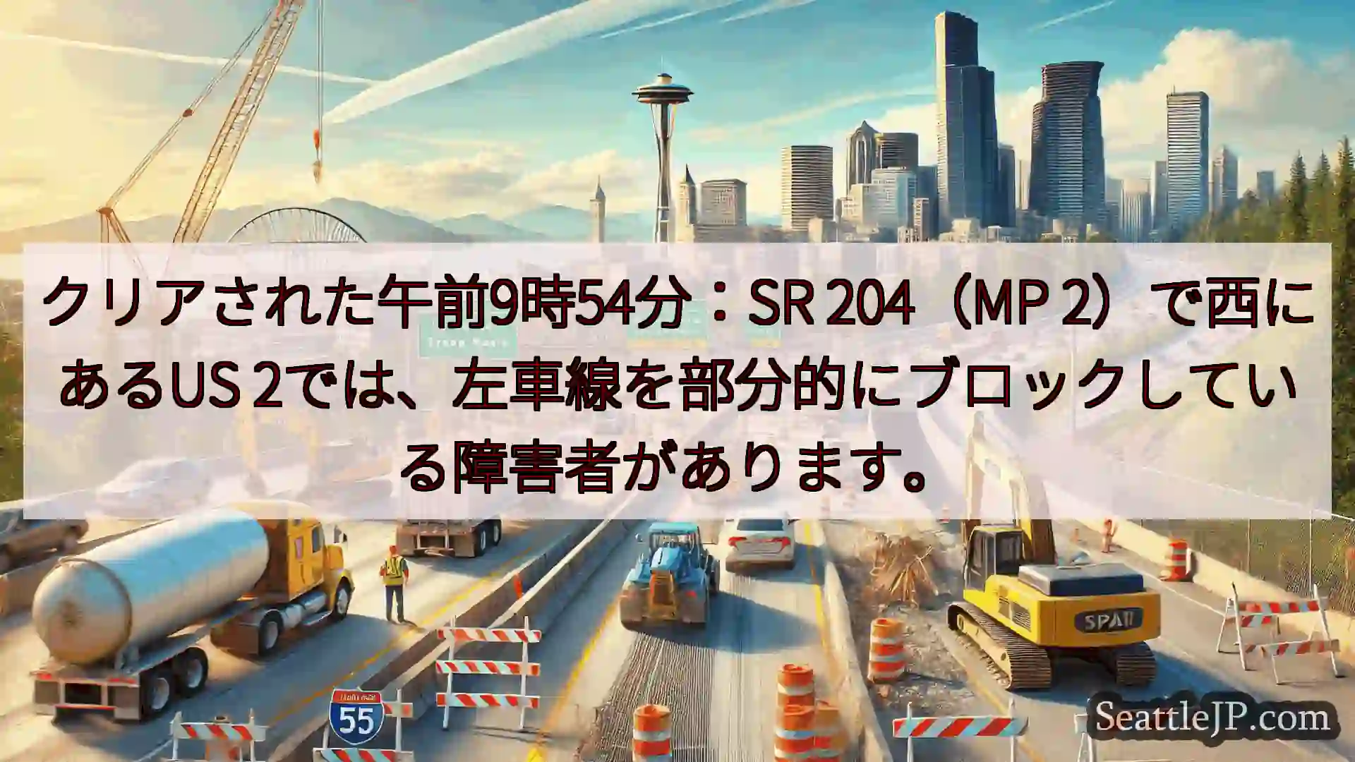 シアトル交通ニュース クリアされた午前9時54分：SR 204（MP 2）で西にあるUS