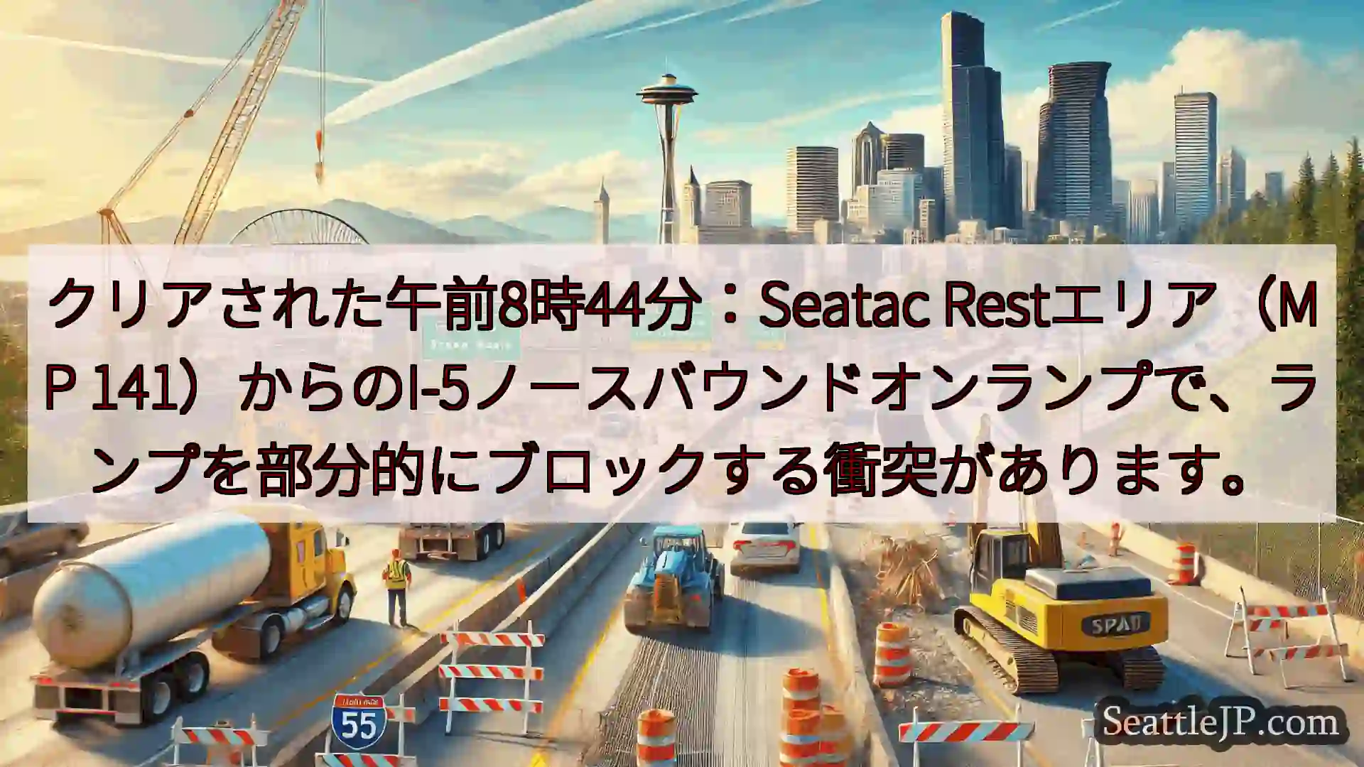 シアトル交通ニュース クリアされた午前8時44分：Seatac Restエリア（MP