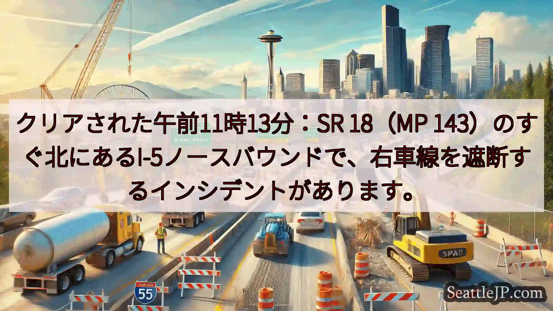 シアトル交通ニュース クリアされた午前11時13分：SR 18（MP