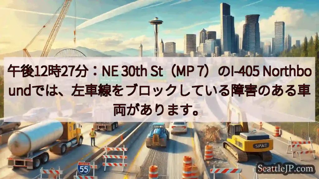 シアトル交通ニュース 午後12時27分：NE 30th St（MP 7）のI-405