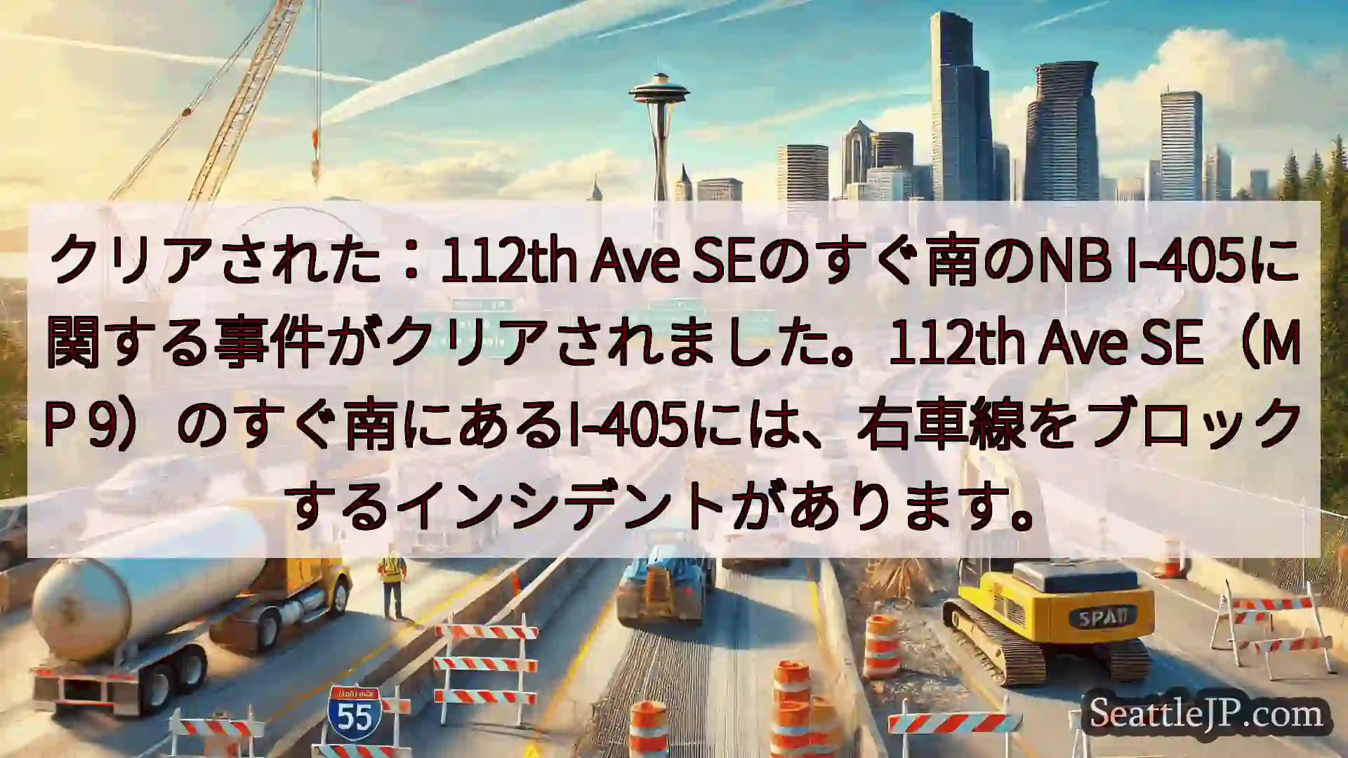 シアトル交通ニュース クリアされた：112th Ave SEのすぐ南のNB