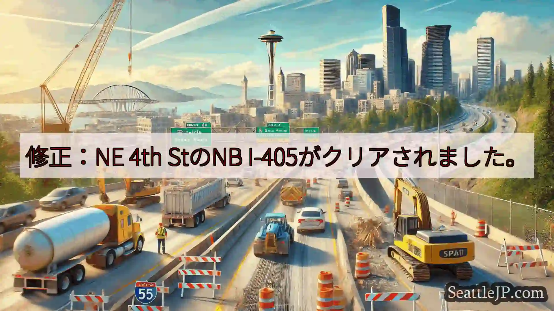 シアトル交通ニュース 修正：NE 4th StのNB I-405がクリアされました。