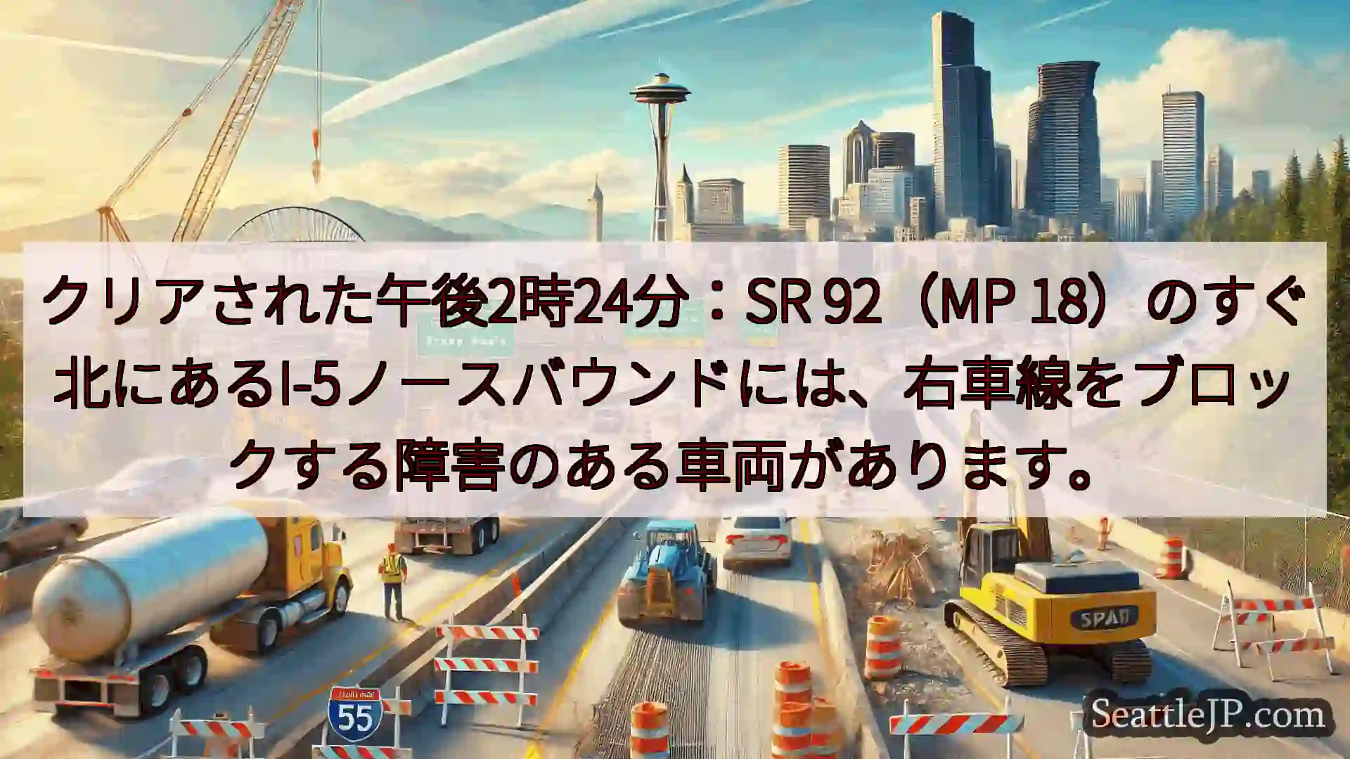 シアトル交通ニュース クリアされた午後2時24分：SR 92（MP