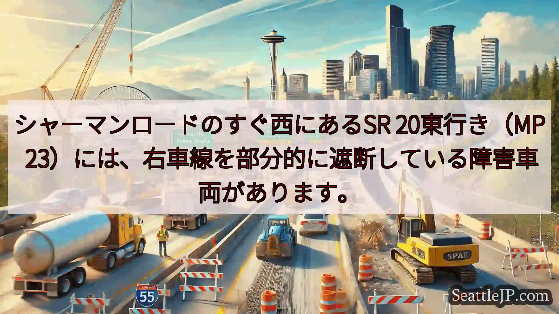 シアトル交通ニュース シャーマンロードのすぐ西にあるSR 20東行き（MP