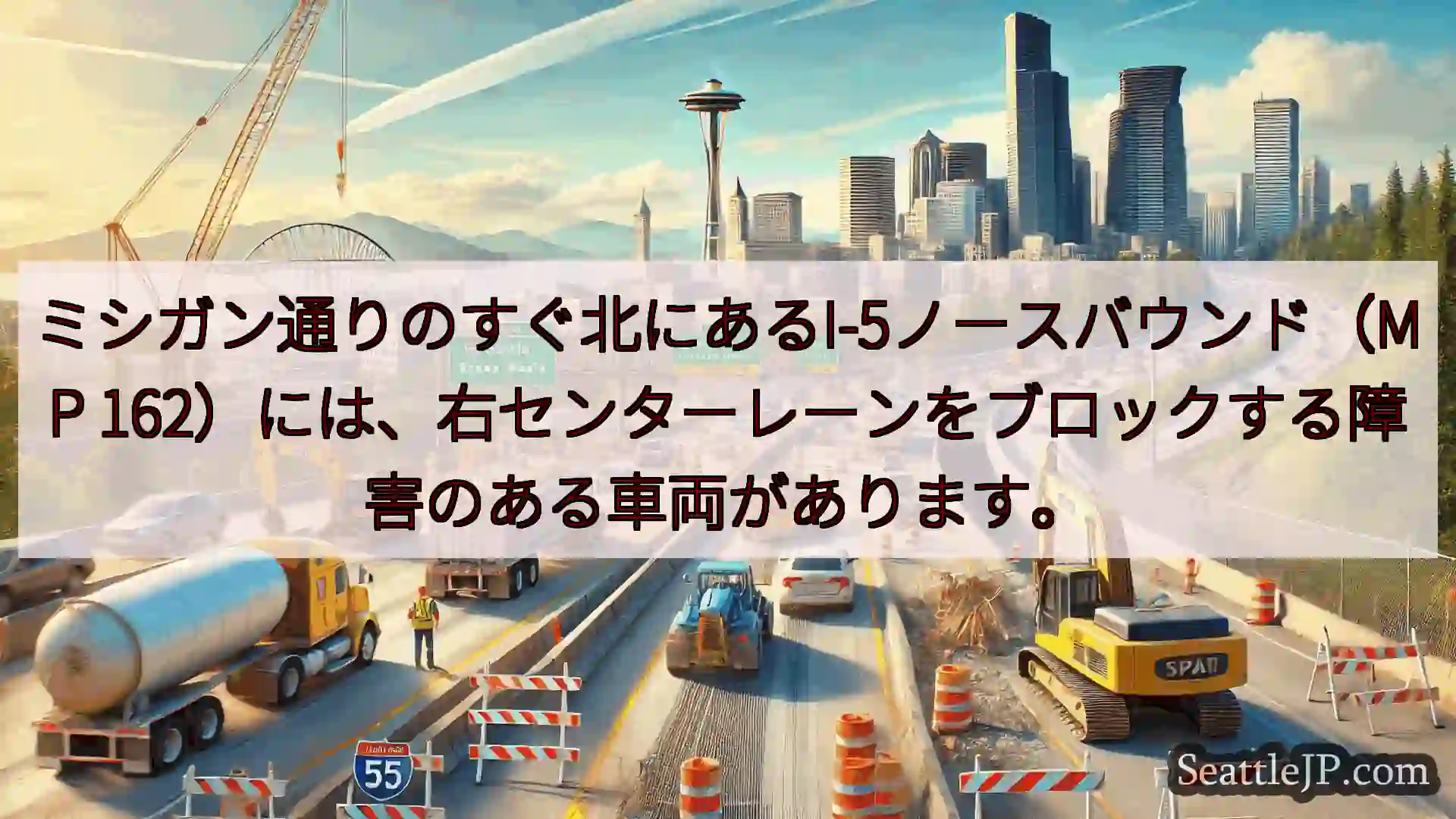 シアトル交通ニュース ミシガン通りのすぐ北にあるI-5ノースバウンド（MP