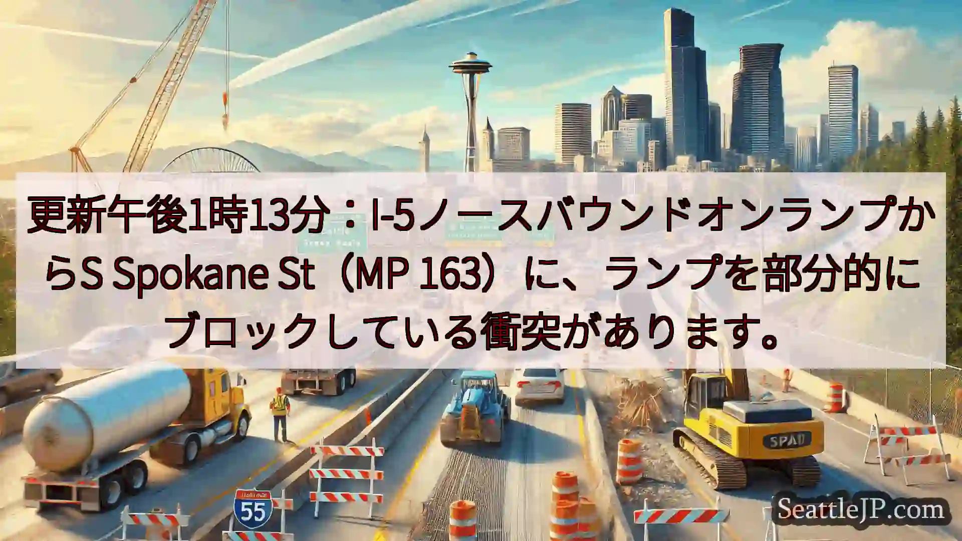 シアトル交通ニュース 更新午後1時13分：I-5ノースバウンドオンランプからS