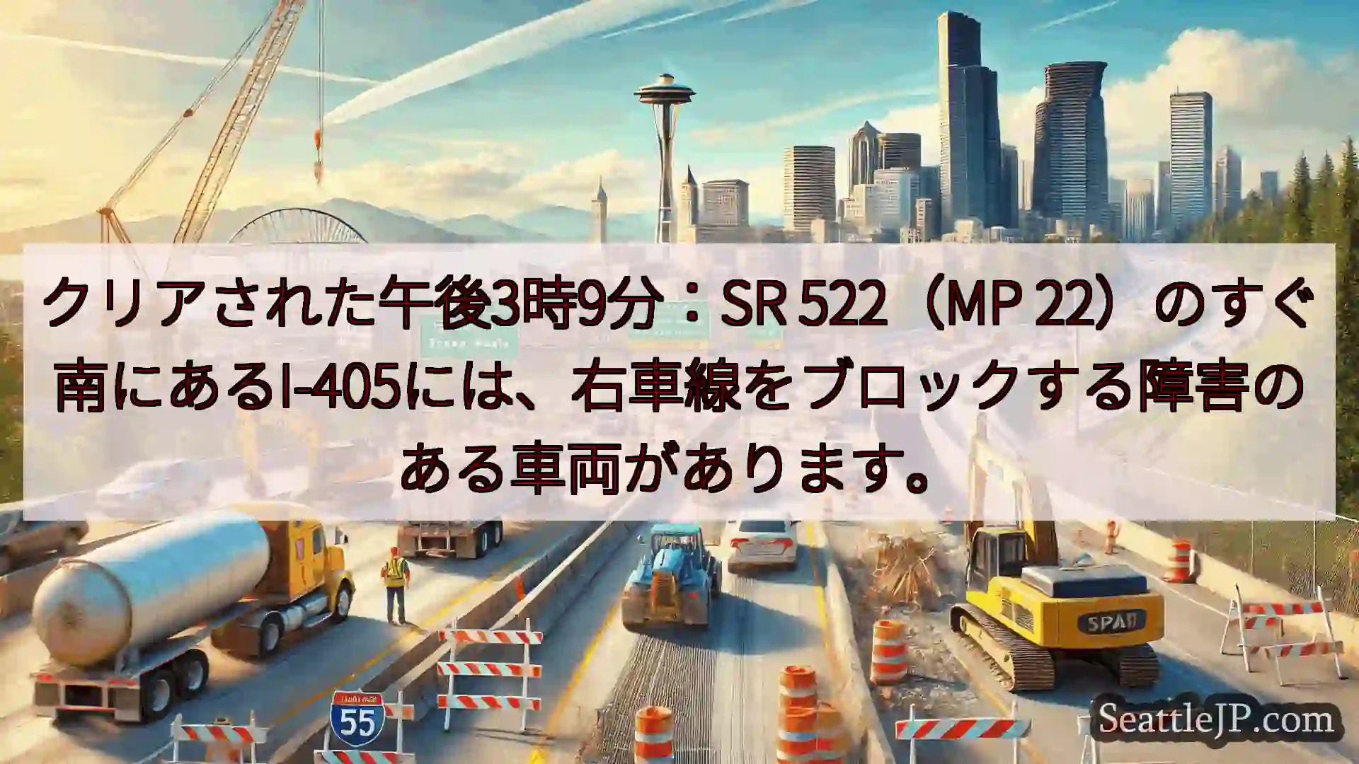 シアトル交通ニュース クリアされた午後3時9分：SR 522（MP