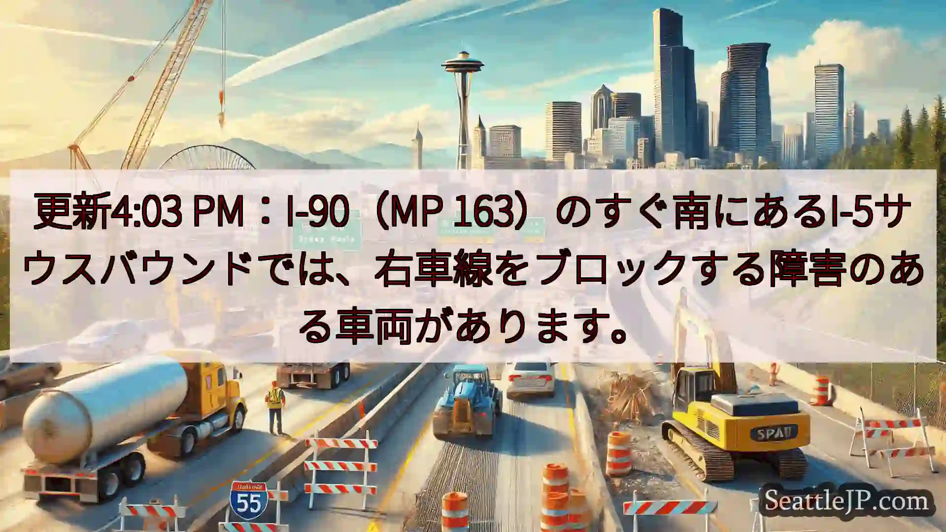 シアトル交通ニュース 更新4:03 PM：I-90（MP