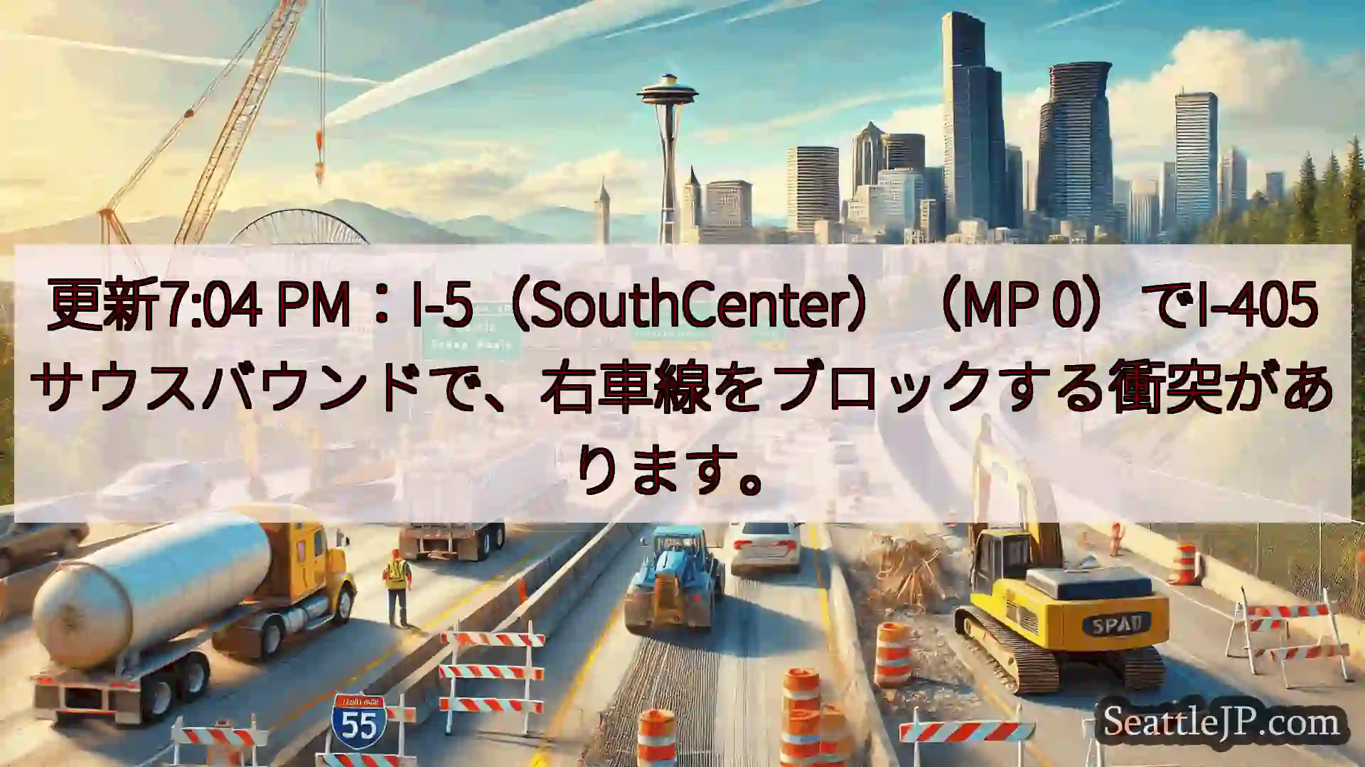 シアトル交通ニュース 更新7:04 PM：I-5（SouthCenter）（MP