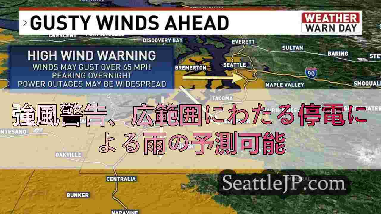 強風警告、広範囲にわたる停電による雨の予測可能