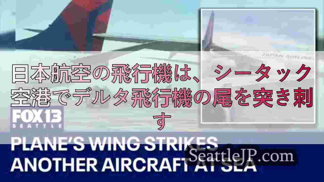日本航空の飛行機は、シータック空港でデルタ飛行機の尾を突き刺す