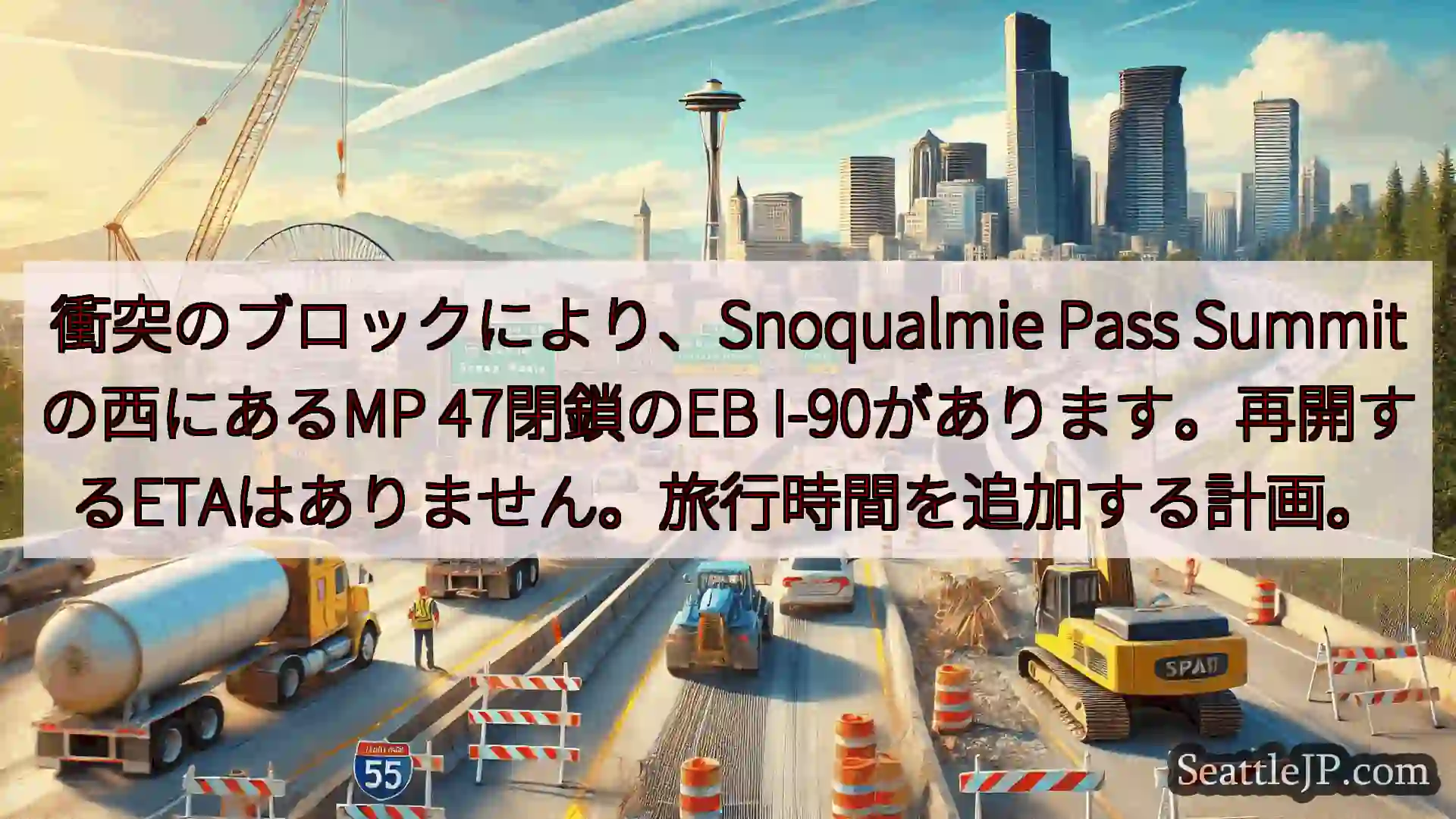 シアトル交通ニュース 衝突のブロックにより、Snoqualmie Pass