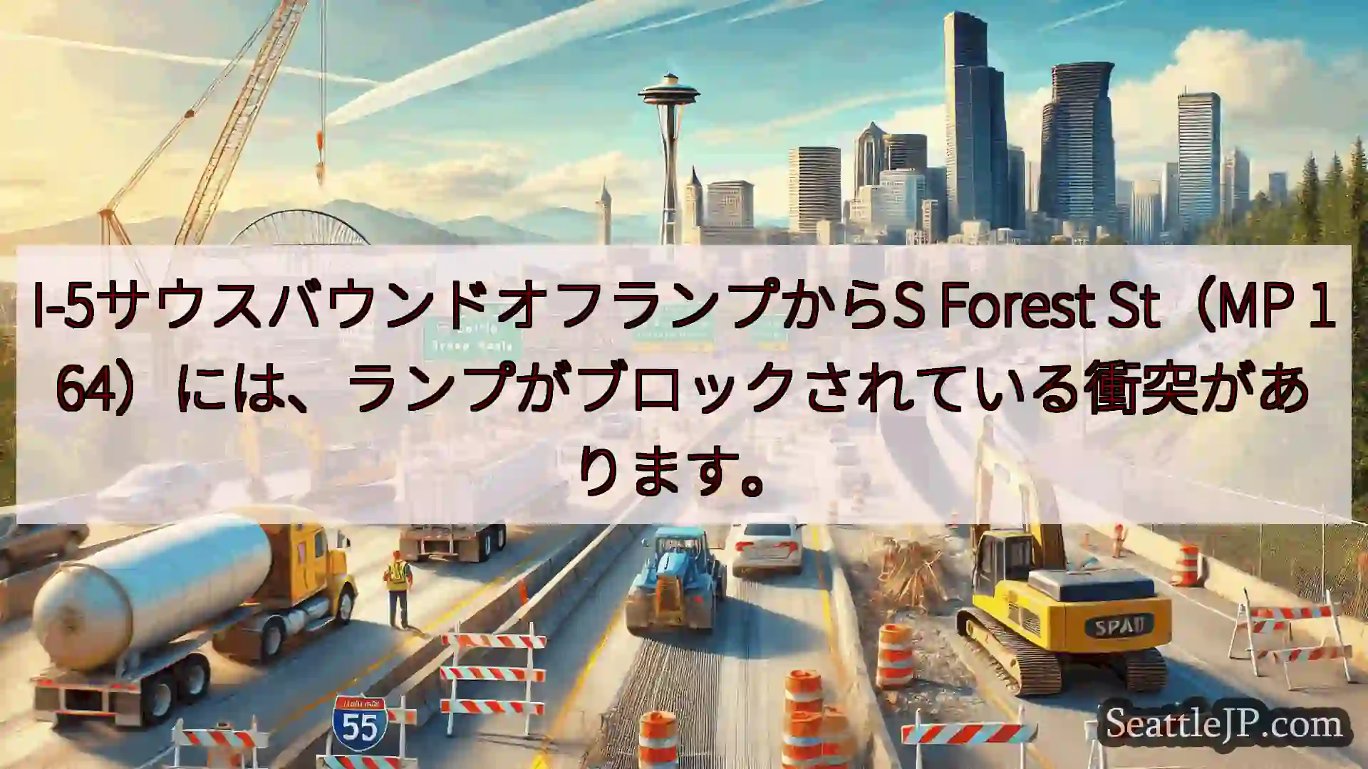 シアトル交通ニュース I-5サウスバウンドオフランプからS Forest St（MP