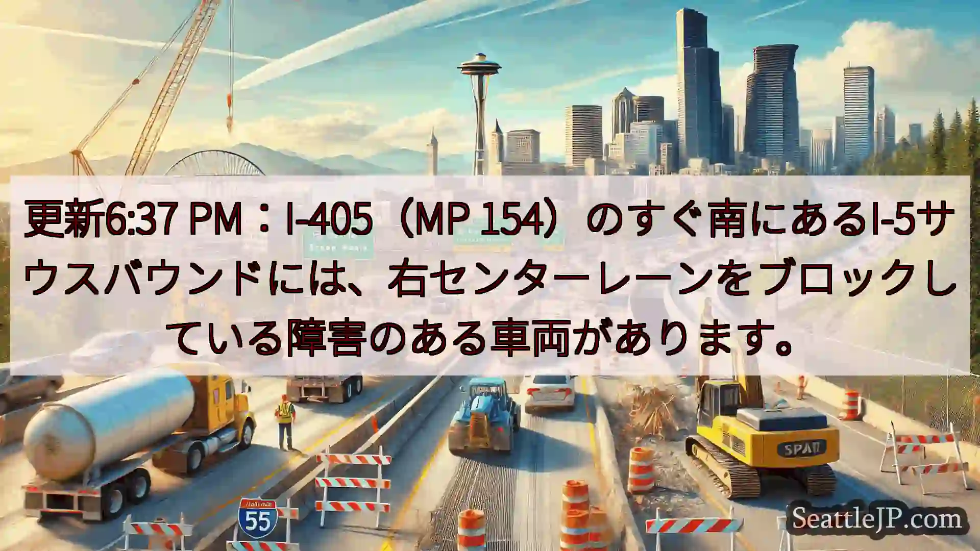 シアトル交通ニュース 更新6:37 PM：I-405（MP