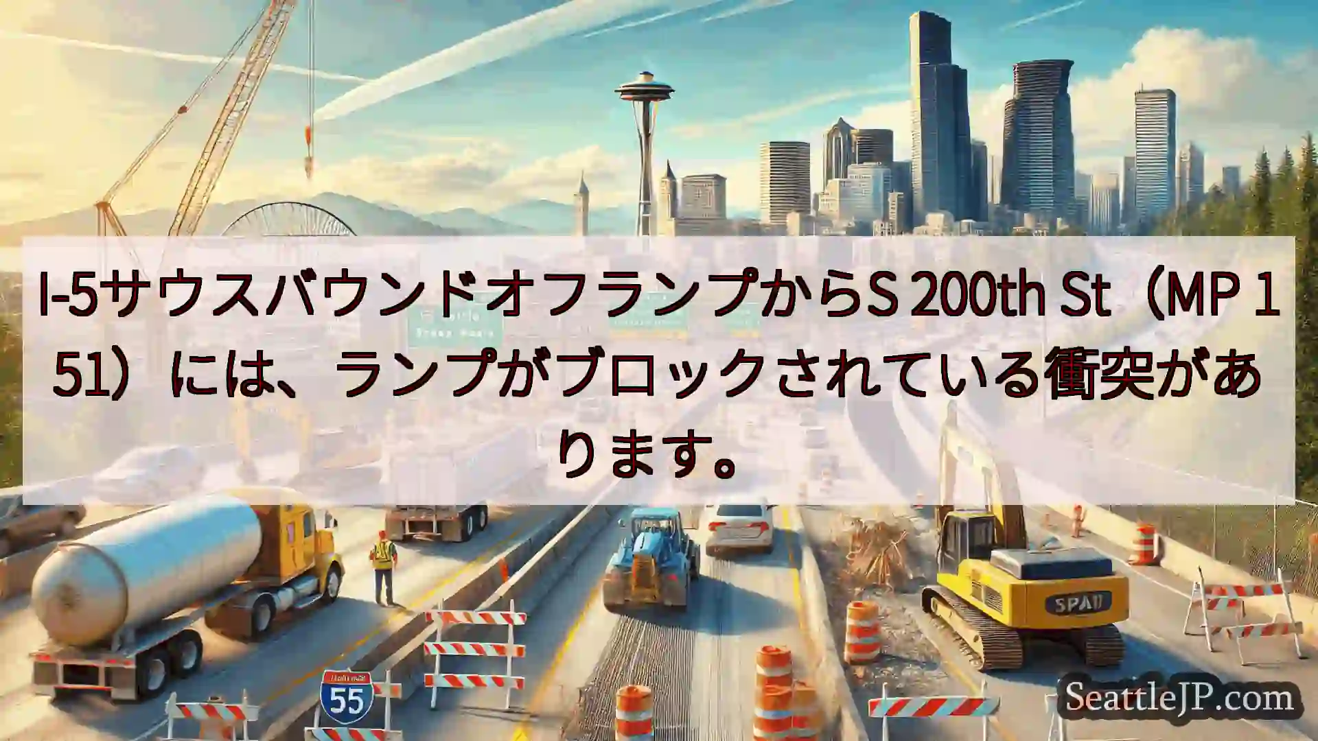 シアトル交通ニュース I-5サウスバウンドオフランプからS 200th St（MP