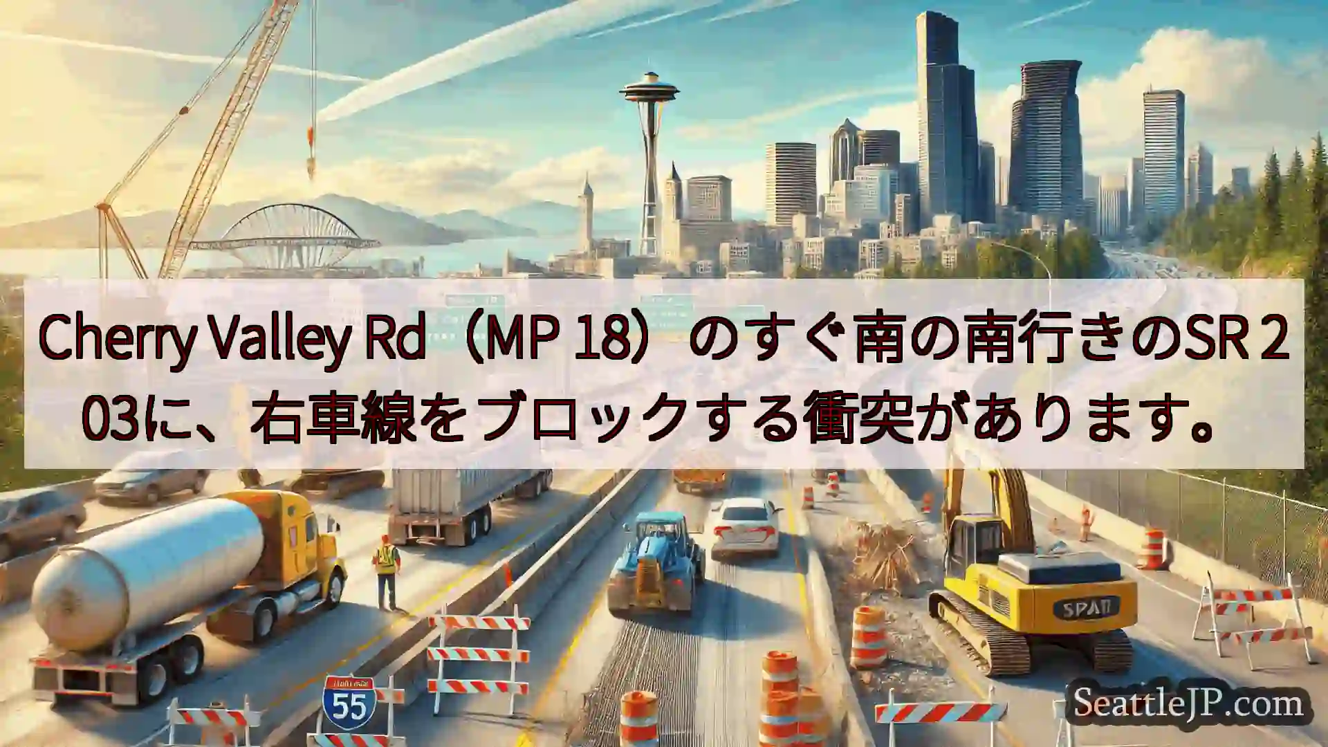 シアトル交通ニュース Cherry Valley Rd（MP 18）のすぐ南の南行きのSR