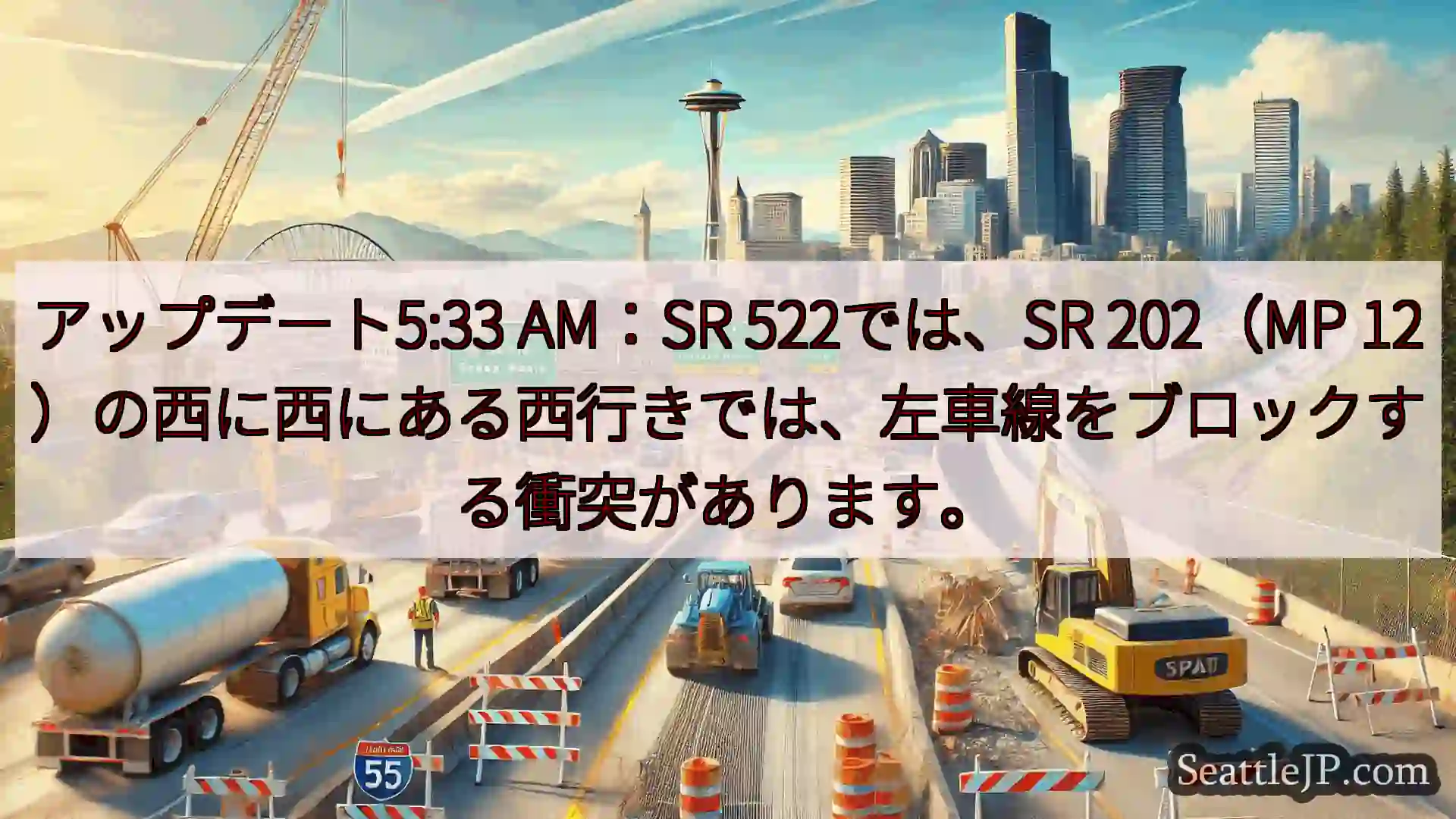 シアトル交通ニュース アップデート5:33 AM：SR 522では、SR 202（MP