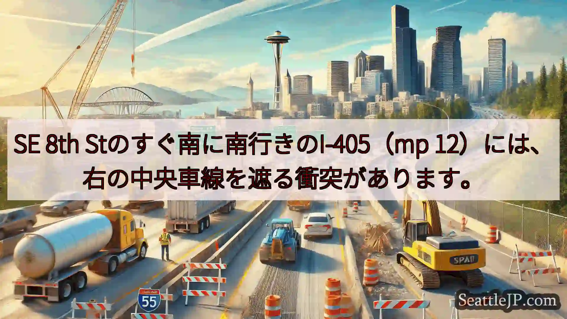 シアトル交通ニュース SE 8th Stのすぐ南に南行きのI-405（mp
