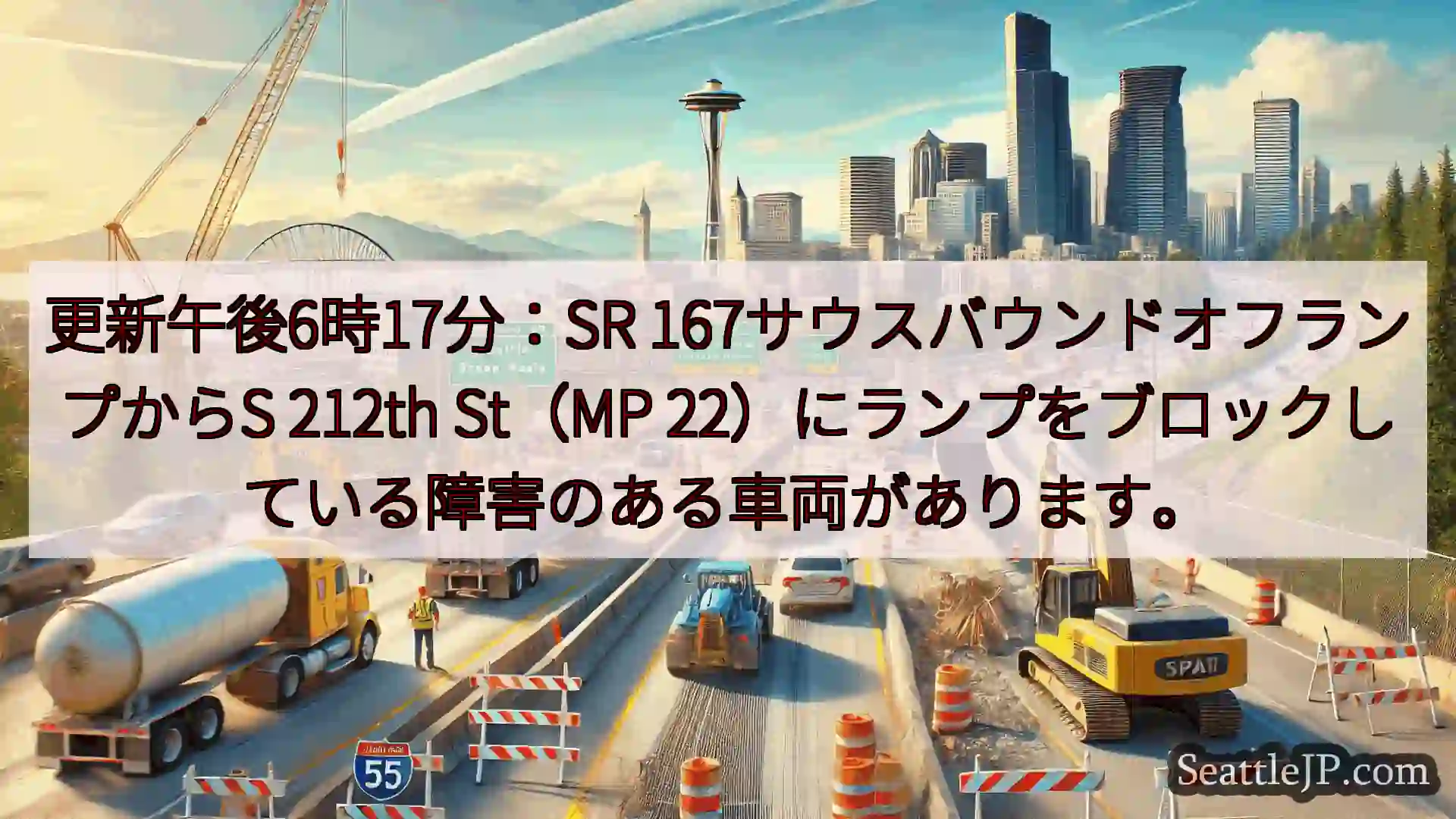 シアトル交通ニュース 更新午後6時17分：SR 167サウスバウンドオフランプからS