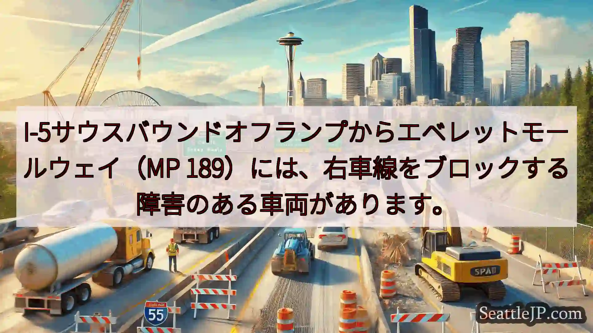 シアトル交通ニュース I-5サウスバウンドオフランプからエベレットモールウェイ（MP