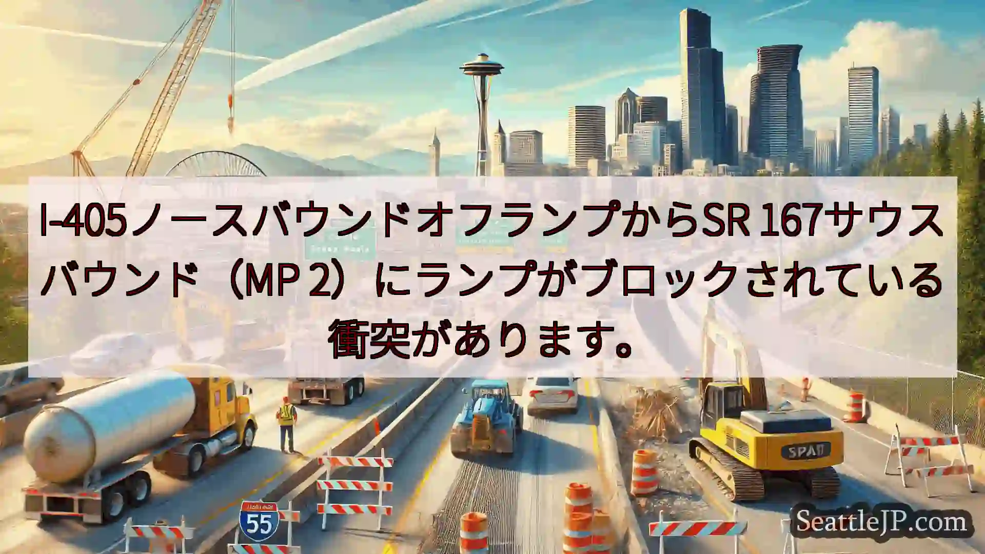 シアトル交通ニュース I-405ノースバウンドオフランプからSR