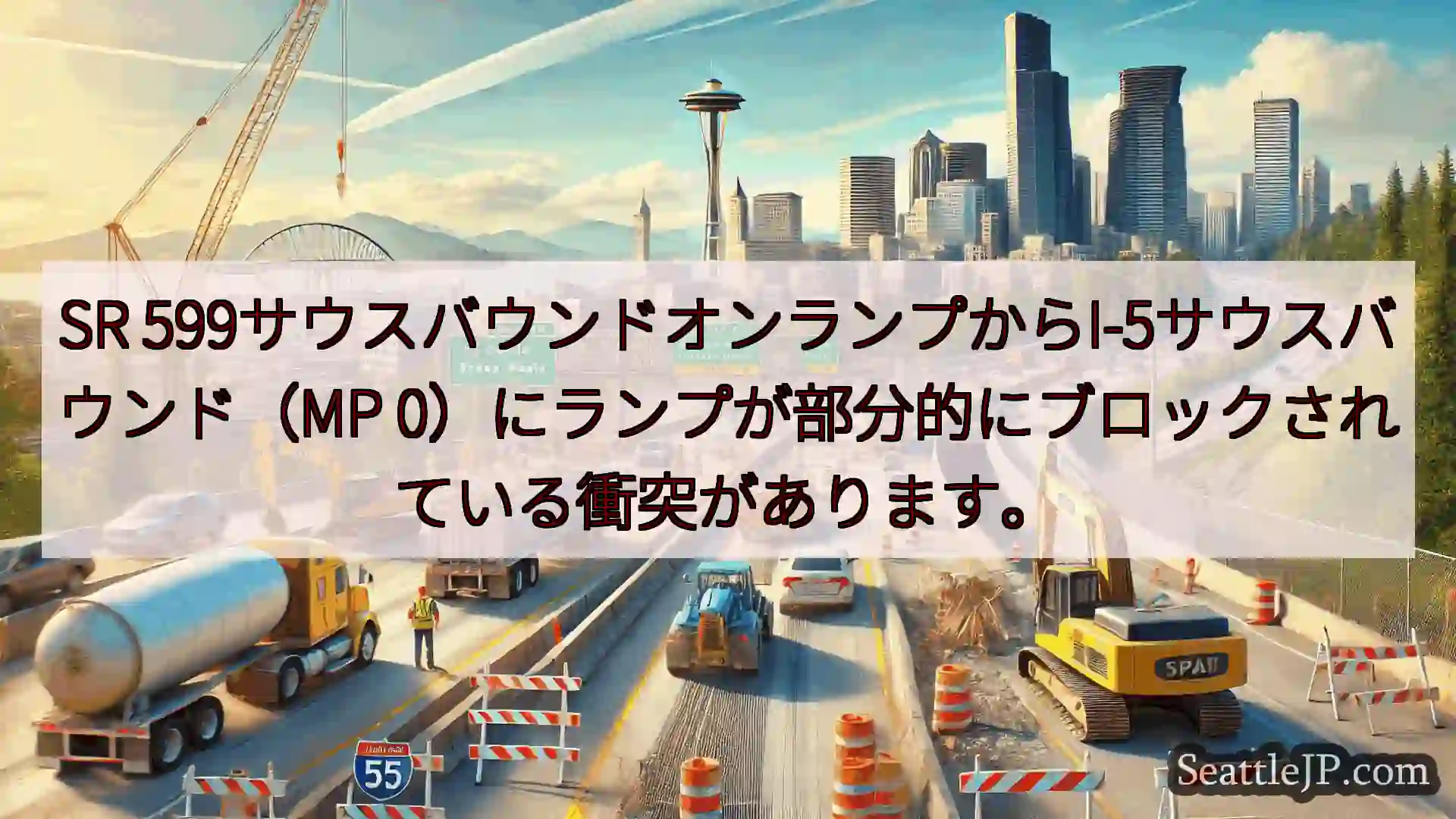シアトル交通ニュース SR 599サウスバウンドオンランプからI-5サウスバウンド（MP