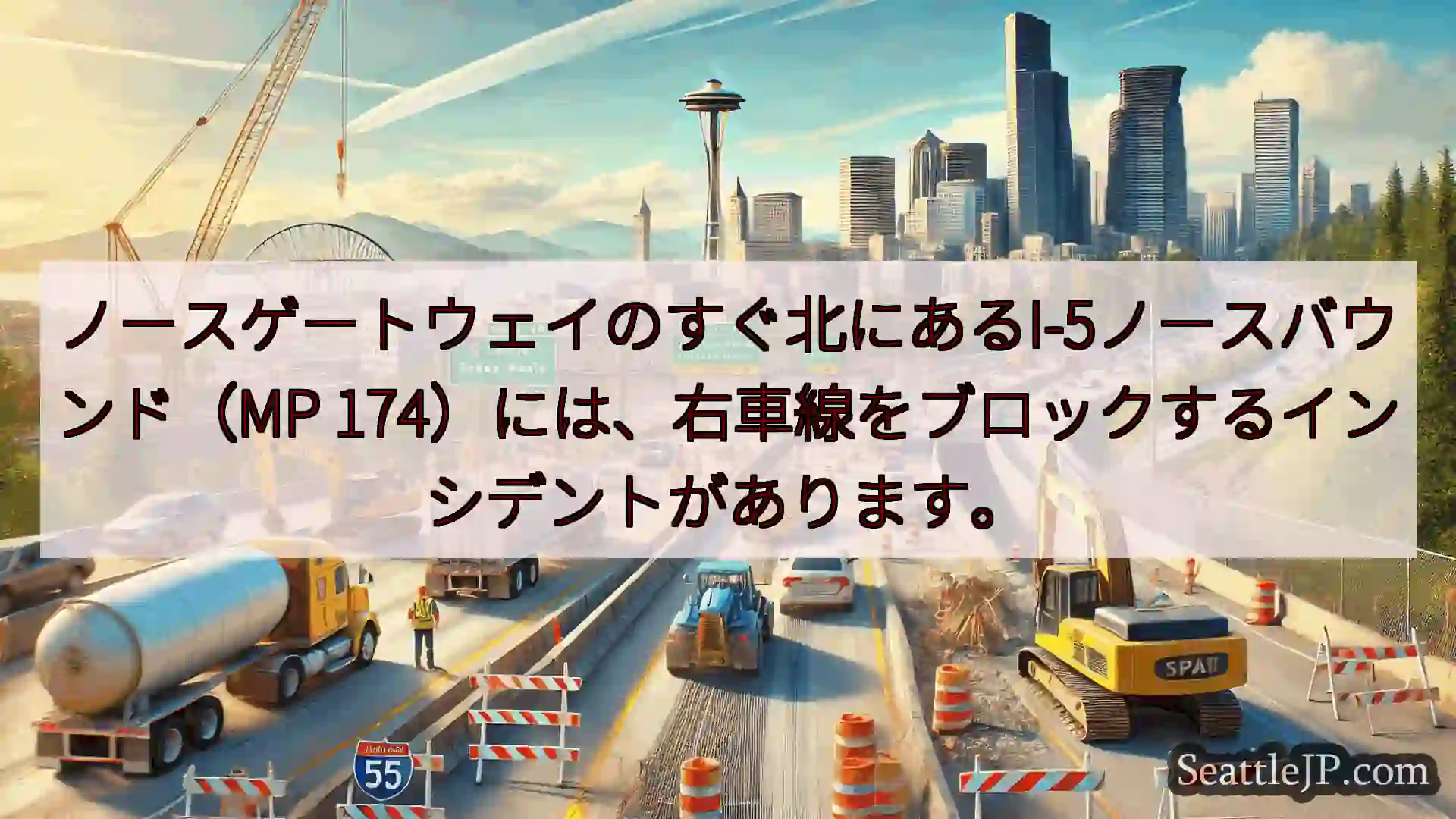 シアトル交通ニュース ノースゲートウェイのすぐ北にあるI-5ノースバウンド（MP