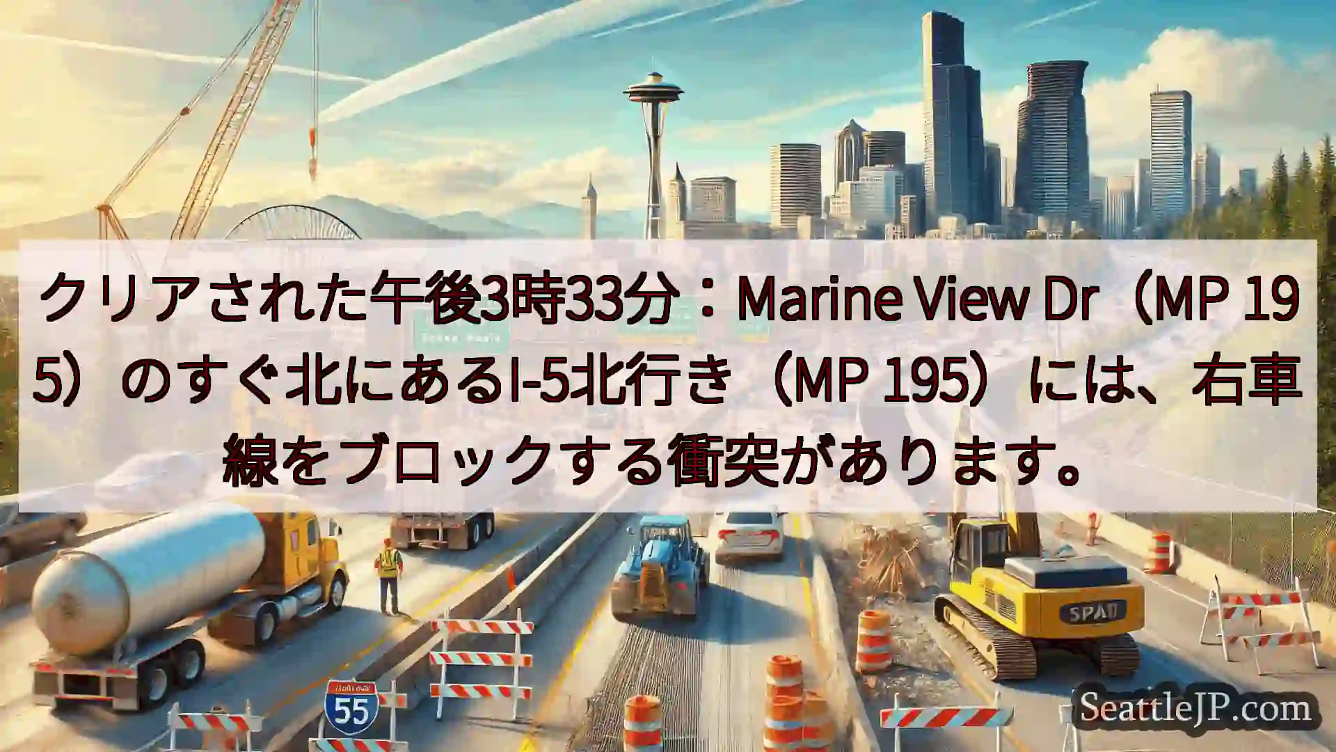 シアトル交通ニュース クリアされた午後3時33分：Marine View Dr（MP