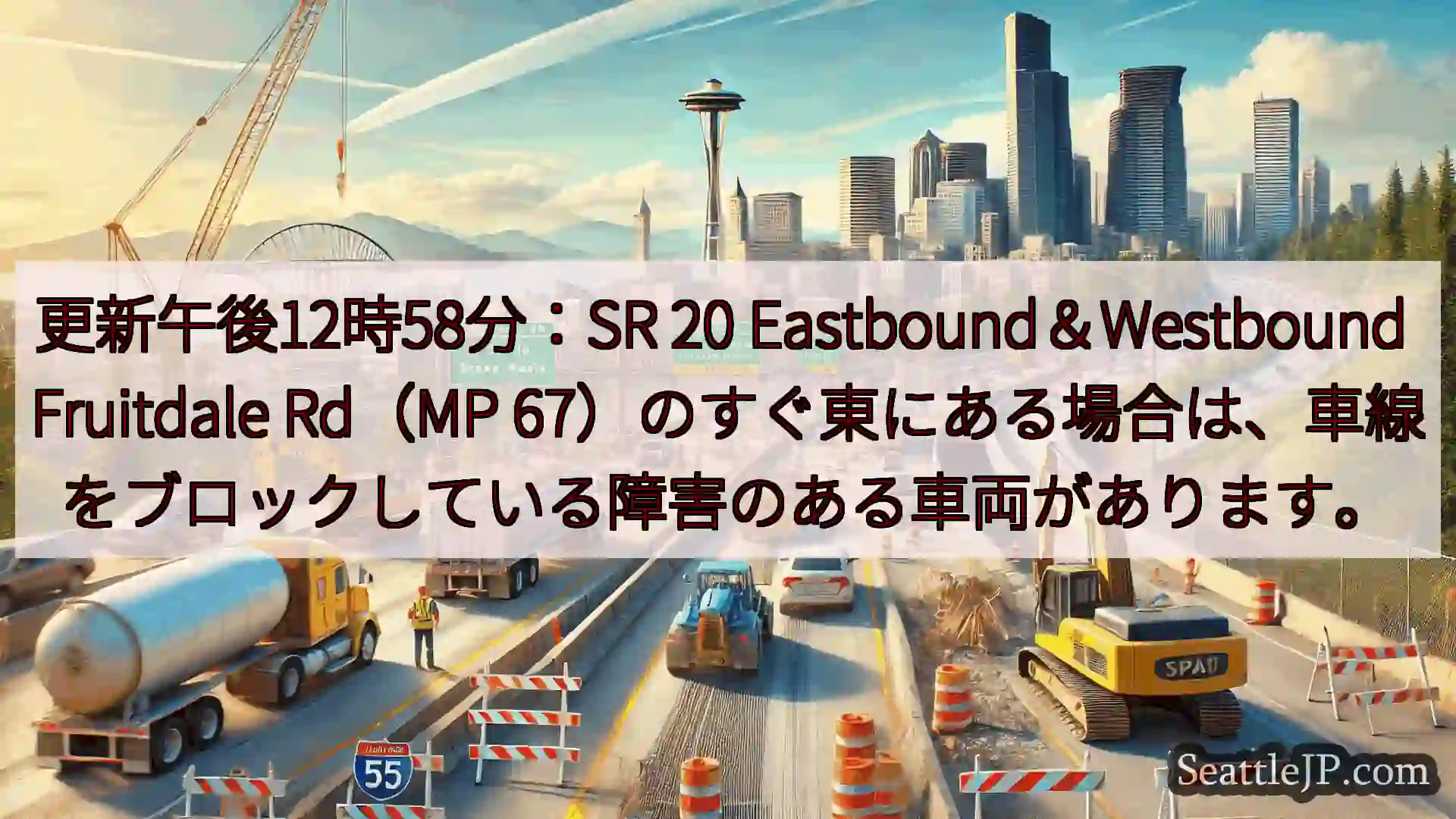 更新午後12時58分：SR 20 Eastbound＆Westbound Fruitdale