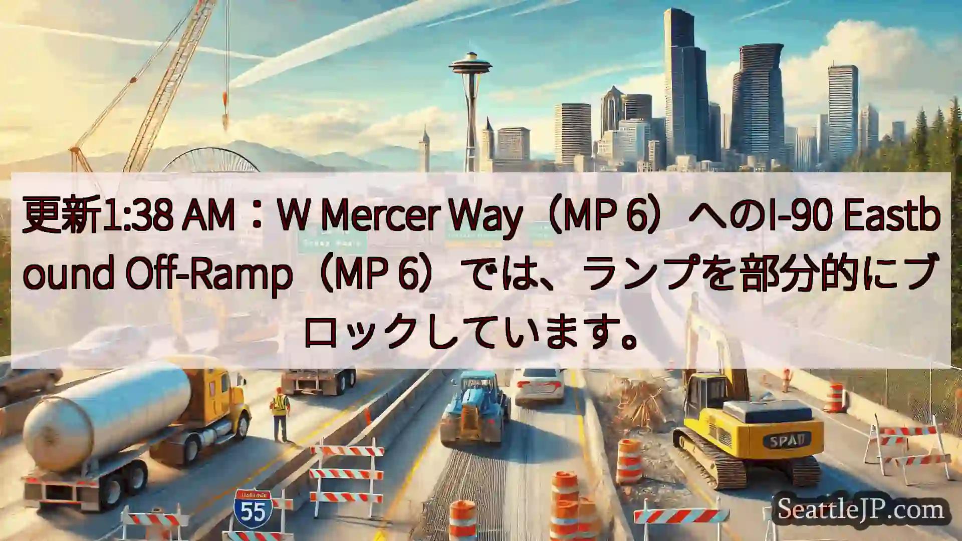 更新1:38 AM：W Mercer Way（MP 6）へのI-90 Eastbound