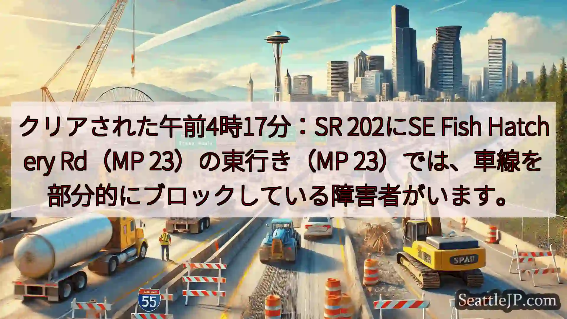 クリアされた午前4時17分：SR 202にSE Fish Hatchery Rd（MP