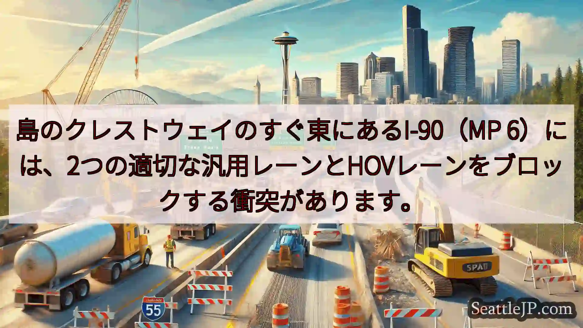 島のクレストウェイのすぐ東にあるI-90（MP