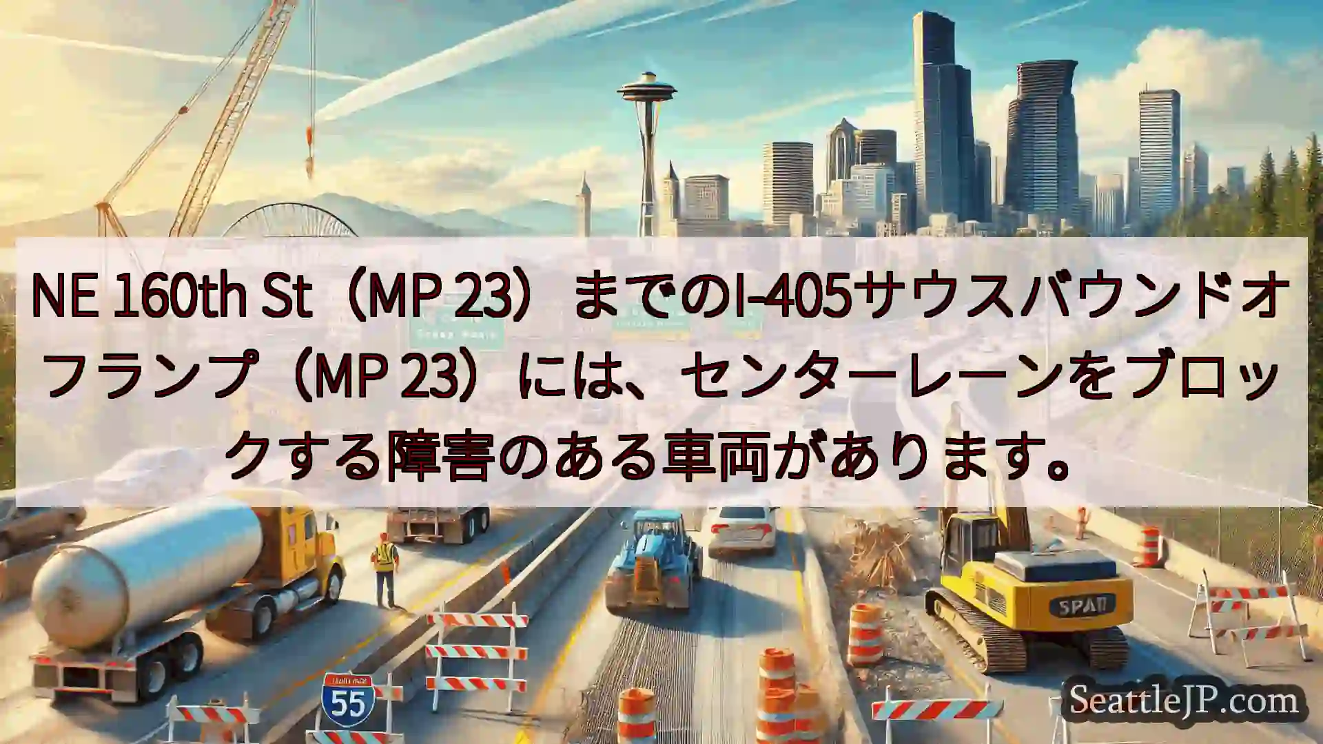 NE 160th St（MP 23）までのI-405サウスバウンドオフランプ（MP