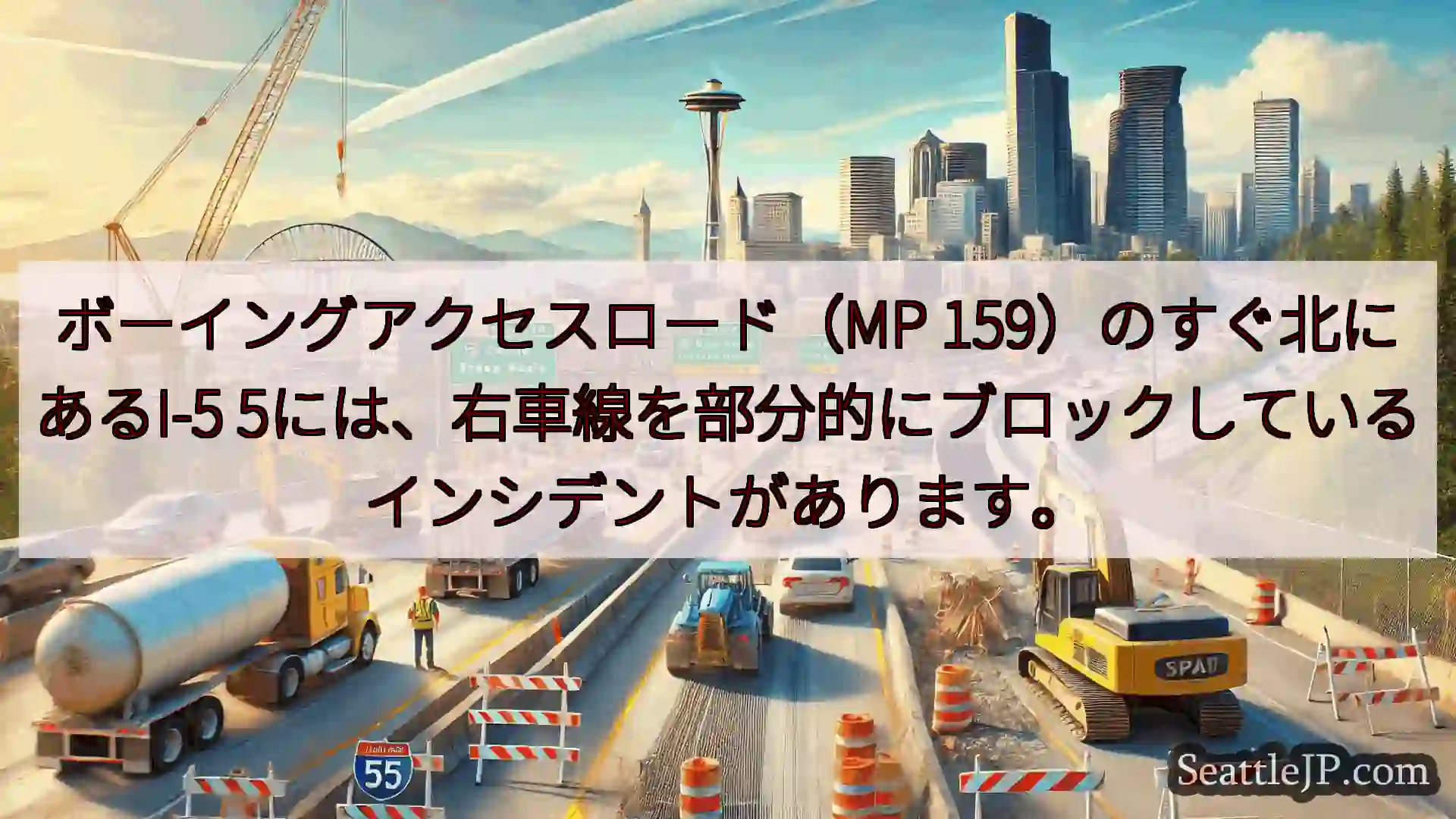 ボーイングアクセスロード（MP 159）のすぐ北にあるI-5