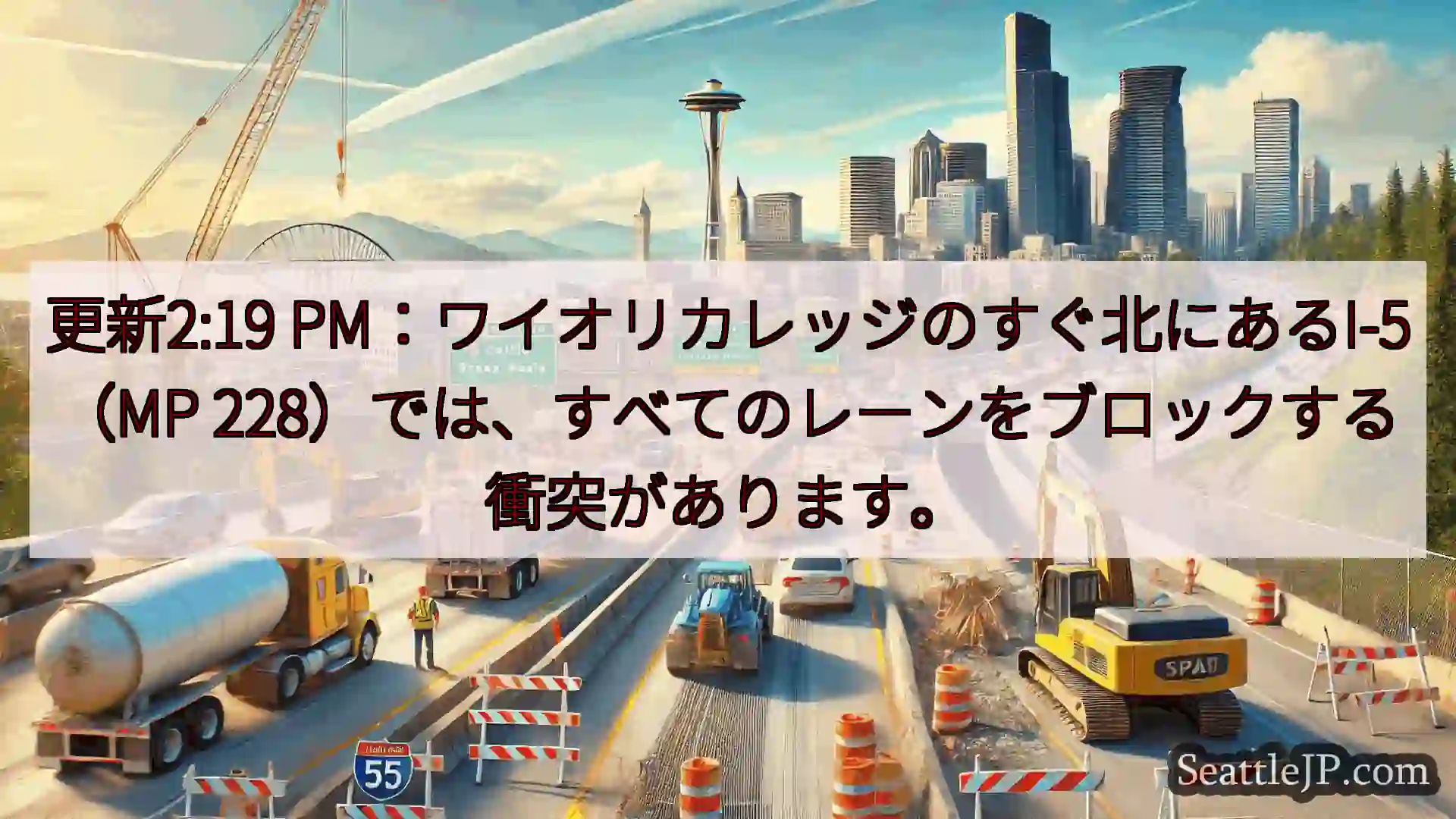 更新2:19 PM：ワイオリカレッジのすぐ北にあるI-5（MP