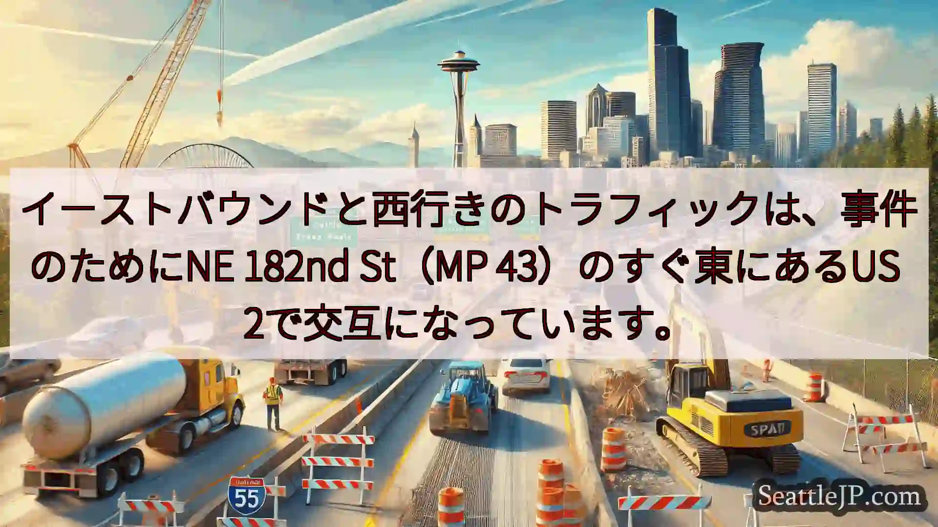 イーストバウンドと西行きのトラフィックは、事件のためにNE 182nd St（MP