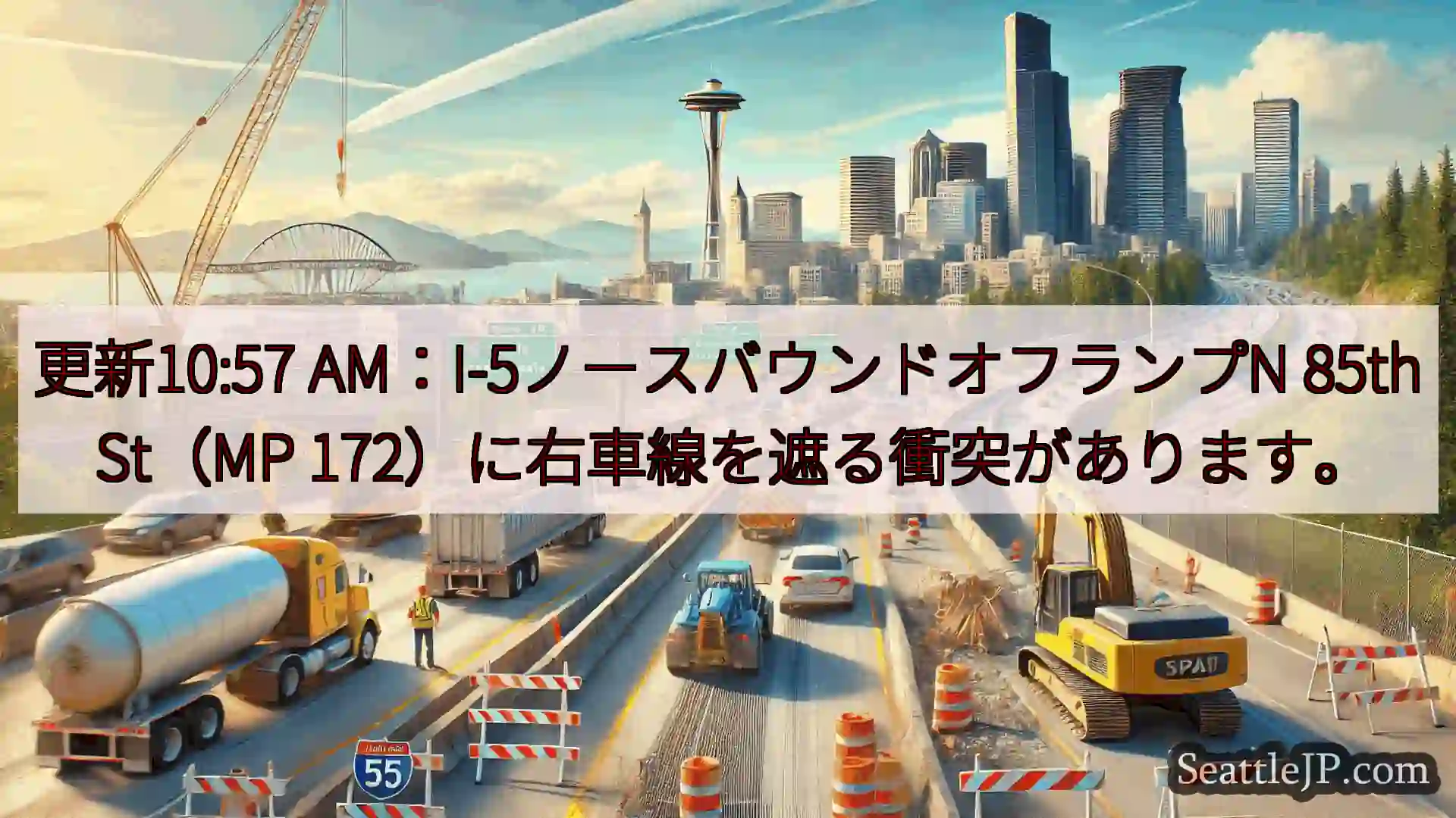 更新10:57 AM：I-5ノースバウンドオフランプN 85th St（MP