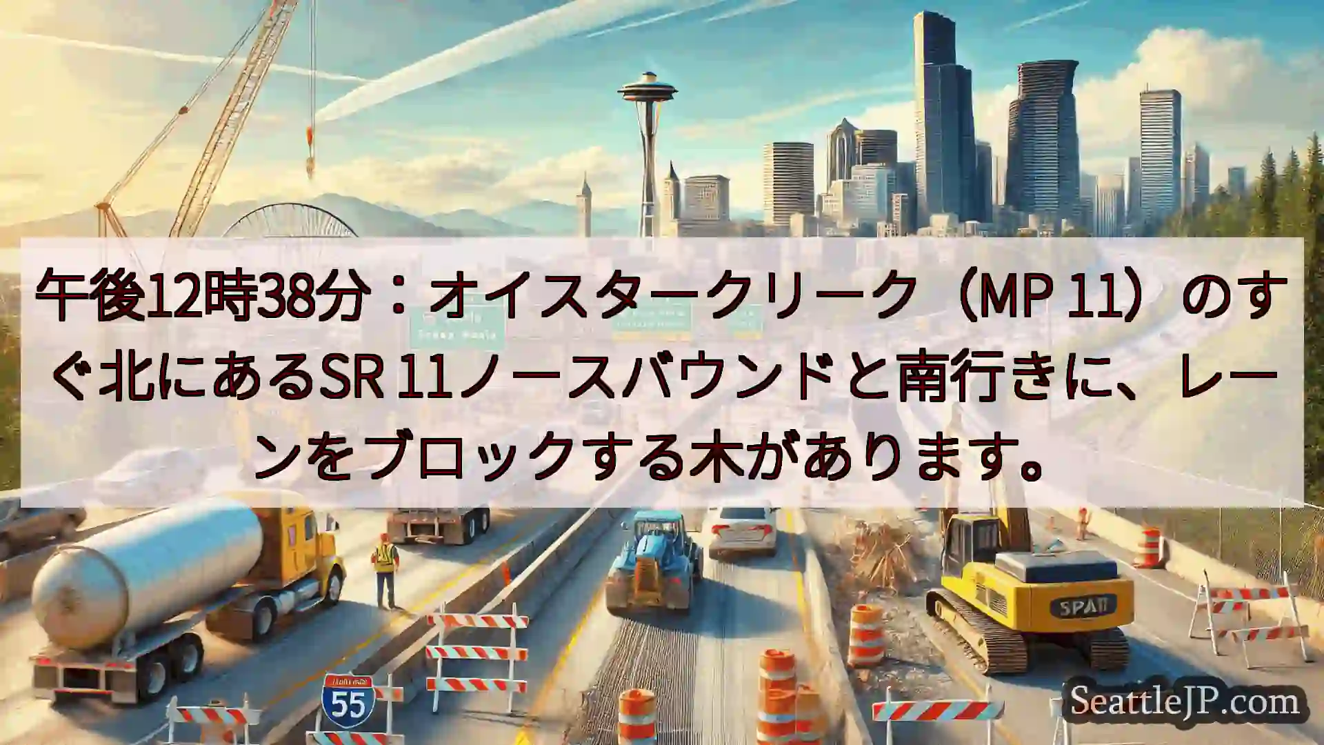 午後12時38分：オイスタークリーク（MP 11）のすぐ北にあるSR