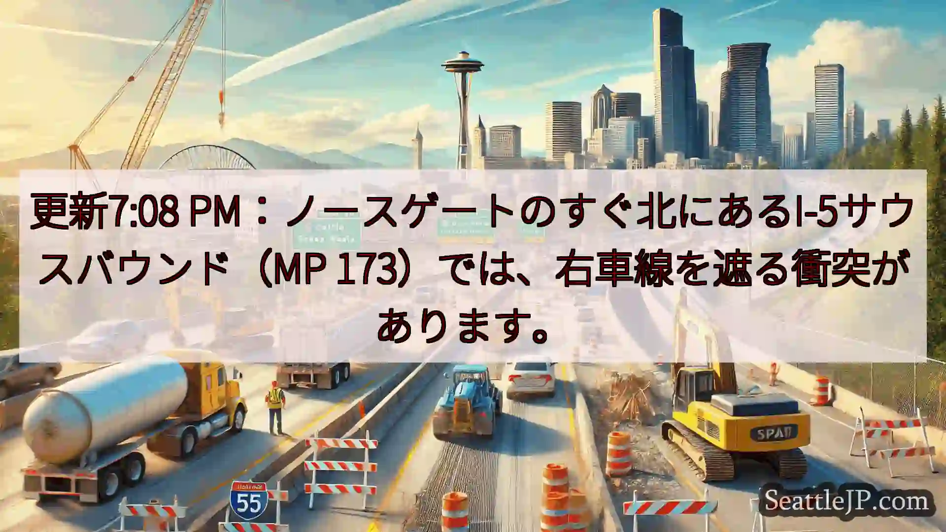 更新7:08 PM：ノースゲートのすぐ北にあるI-5サウスバウンド（MP