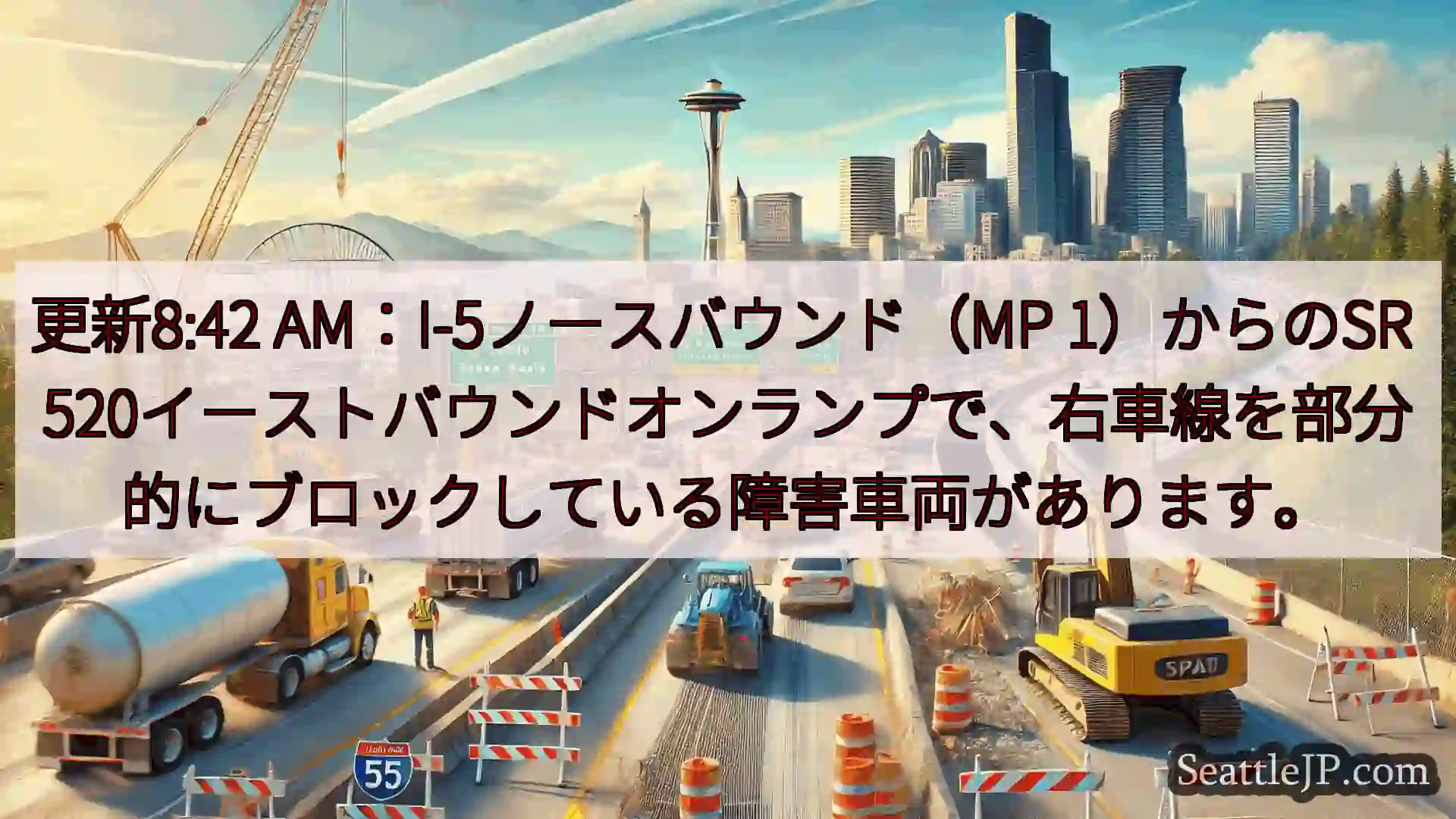 更新8:42 AM：I-5ノースバウンド（MP 1）からのSR