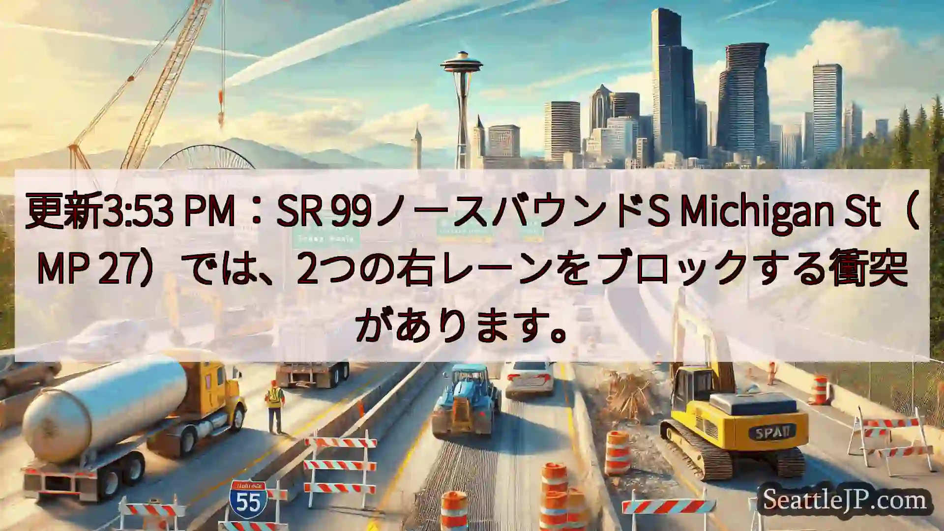 更新3:53 PM：SR 99ノースバウンドS Michigan St（MP