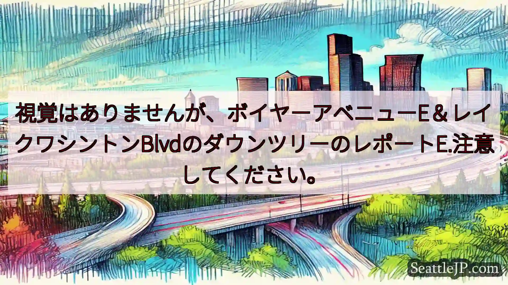 視覚はありませんが、ボイヤーアベニューE＆レイクワシントンBlvdのダウンツリーのレポートE.注意し