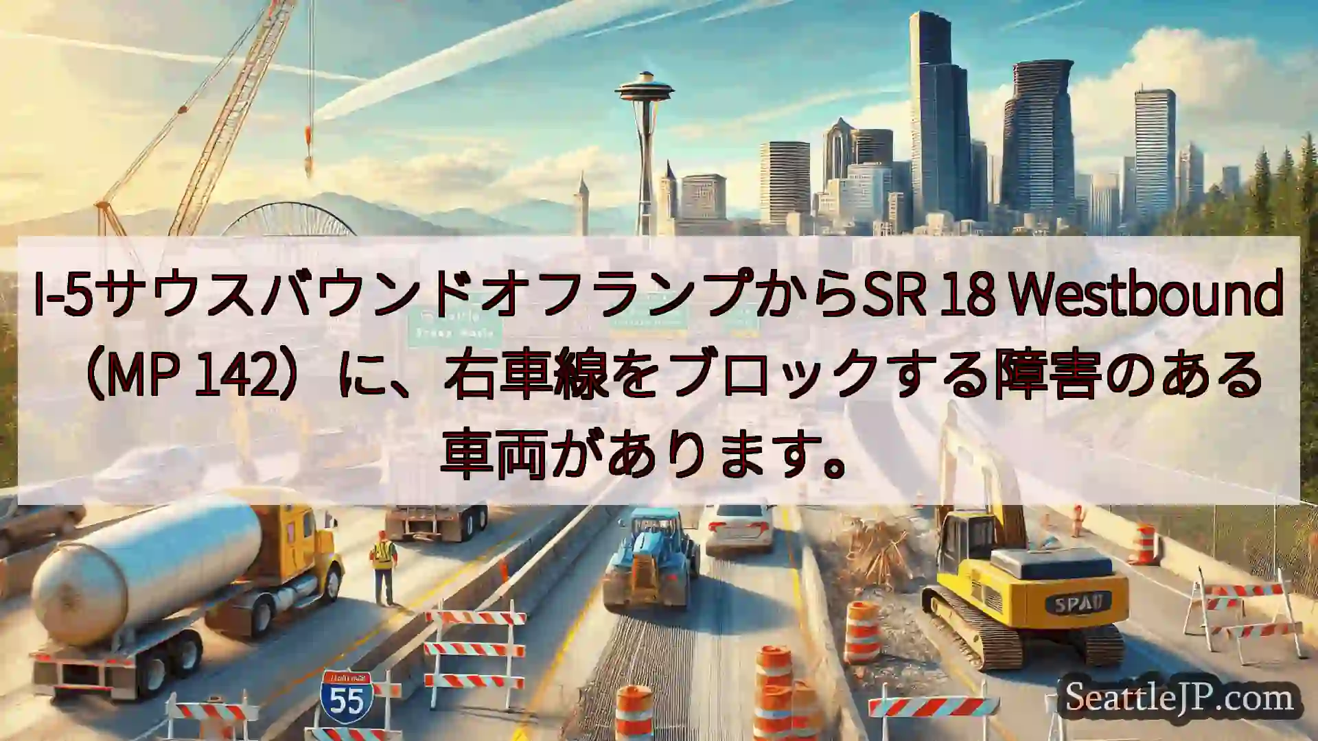 I-5サウスバウンドオフランプからSR 18 Westbound（MP