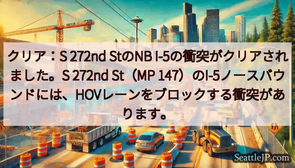 クリア：S 272nd StのNB I-5の衝突がクリアされました。S 272nd St（MP