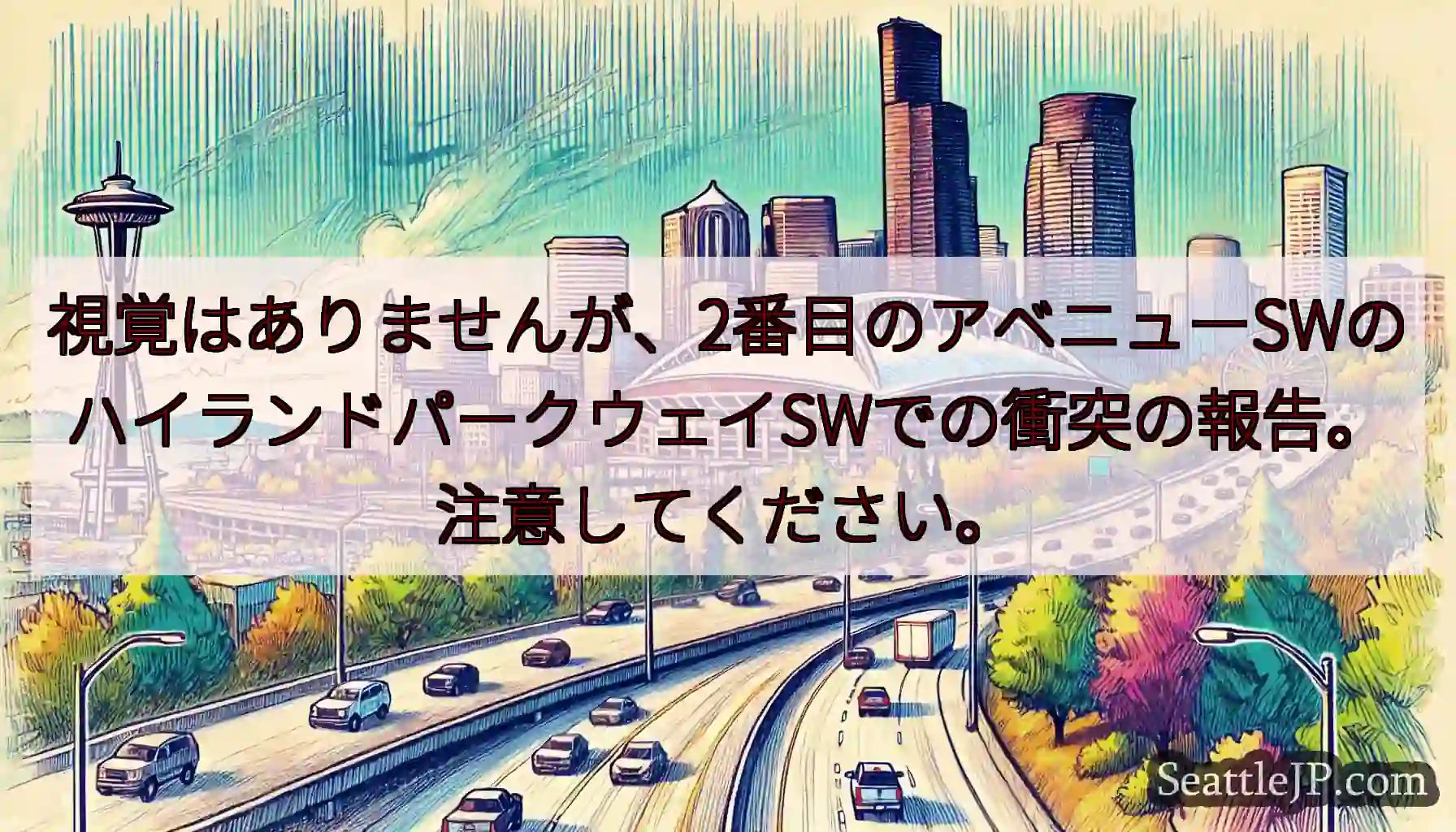 視覚はありませんが、2番目のアベニューSWのハイランドパークウェイSWでの衝突の報告。注意してくださ