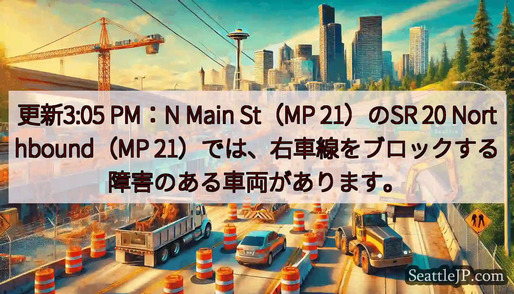 更新3:05 PM：N Main St（MP 21）のSR 20 Northbound（MP