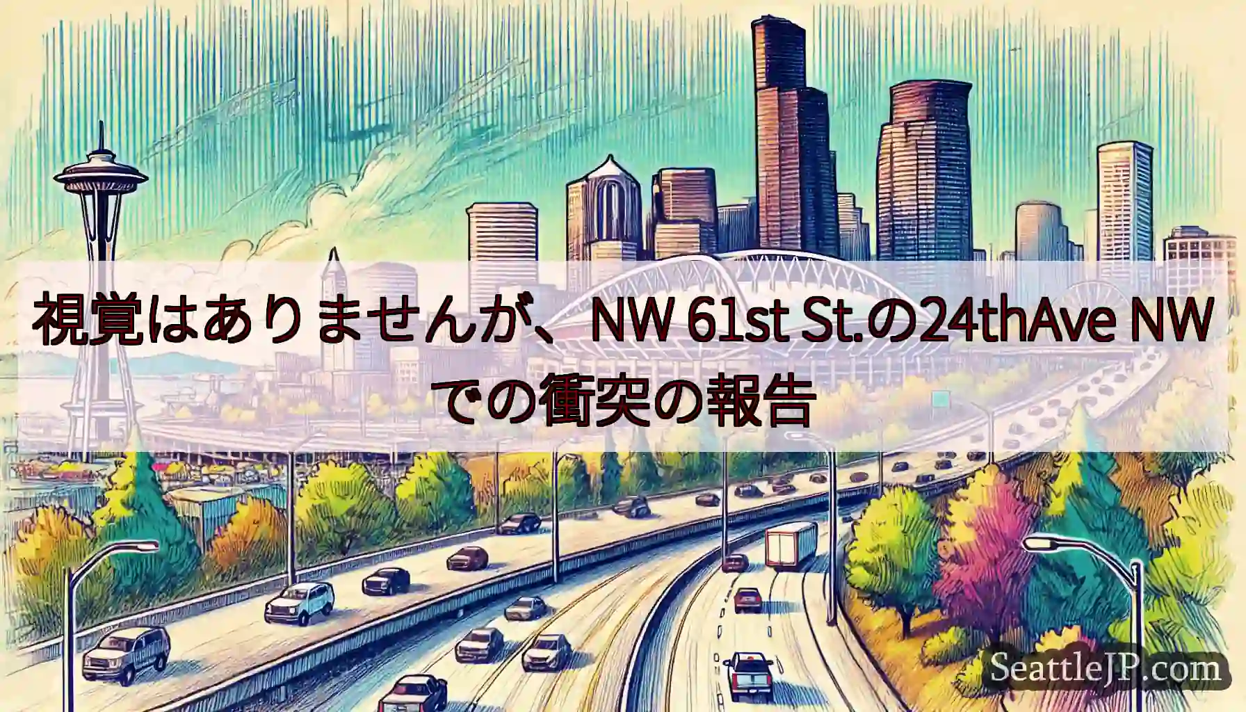 視覚はありませんが、NW 61st St.の24thAve NWでの衝突の報告
